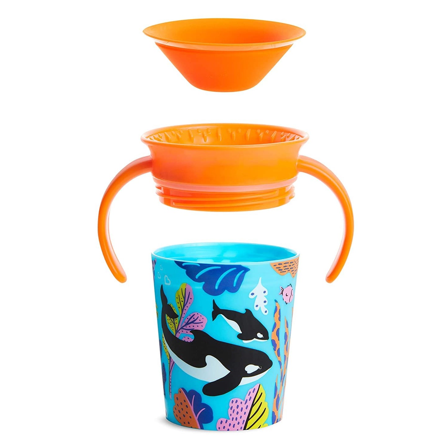 Munchkin Miracle 360 Wild Love Sippy Cup, 6 Ounce, 2 Pack, Polar Bear/Orca