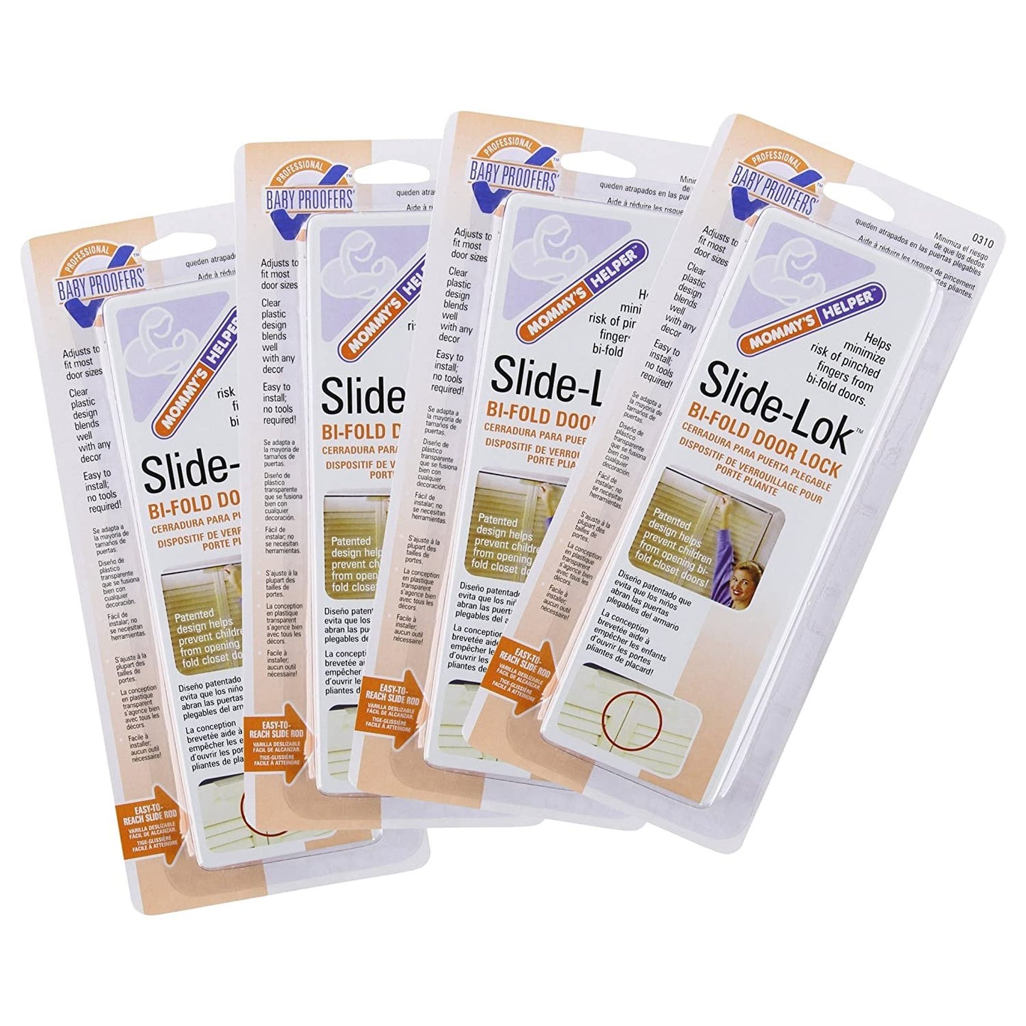 Mommy's Helper Slide-Lok Bi-Fold Door Lock, 4 Count