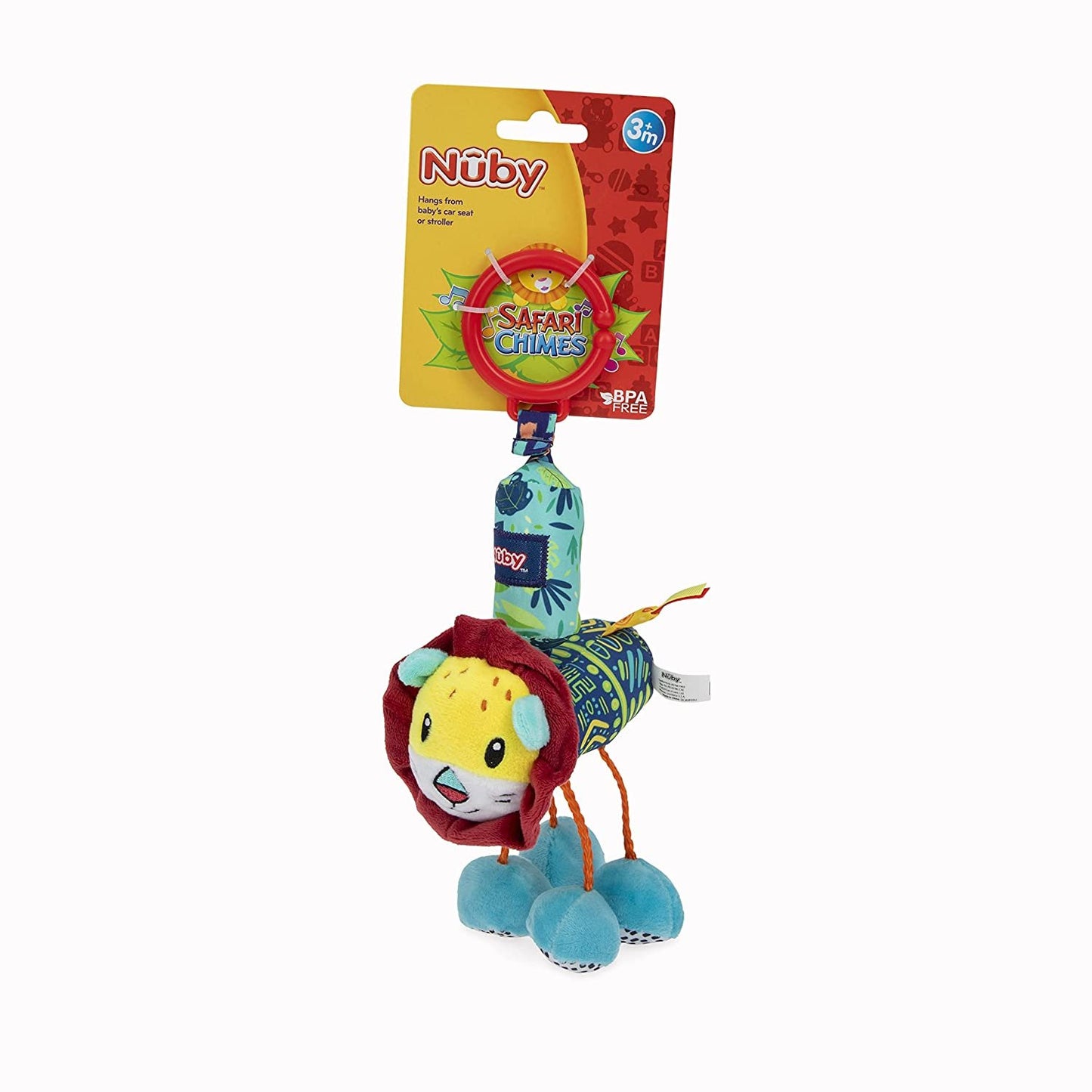 Nuby Safari Chimes Interactive Toy with Hidden Chime and Attachment Clip, Characters/Colors May Vary