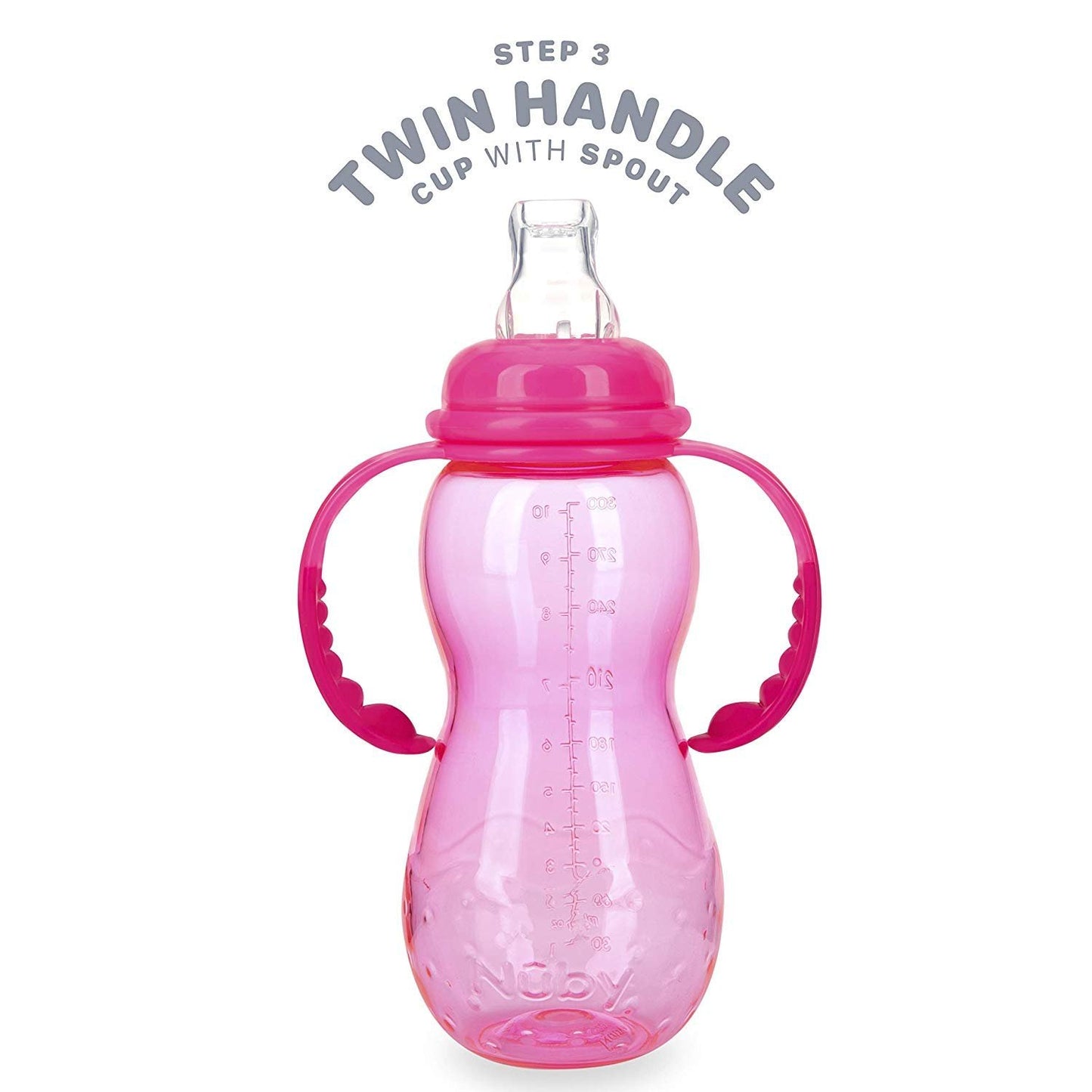 Nuby New 3 Stage Ultra Durable Tritan Grow with Me No-Spill Bottle to Cup, 10 Oz