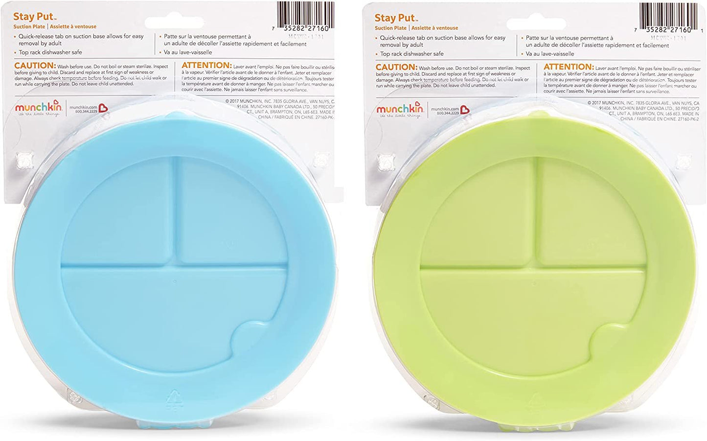 Munchkin Stay Put Divided Suction Plates, Pink/Purple