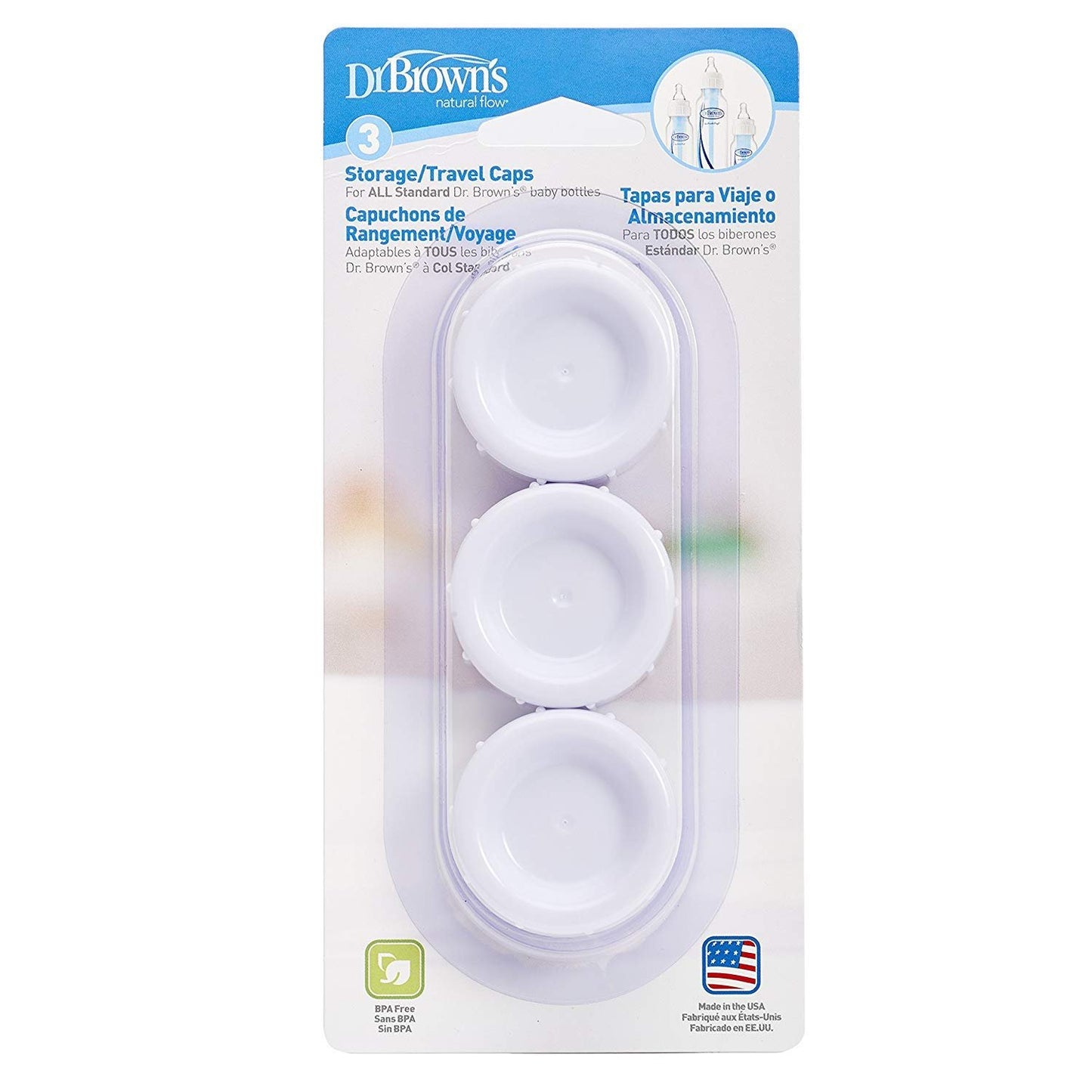 Dr. Brown's Natural Flow Standard Storage Travel Caps Replacement, 9 Count
