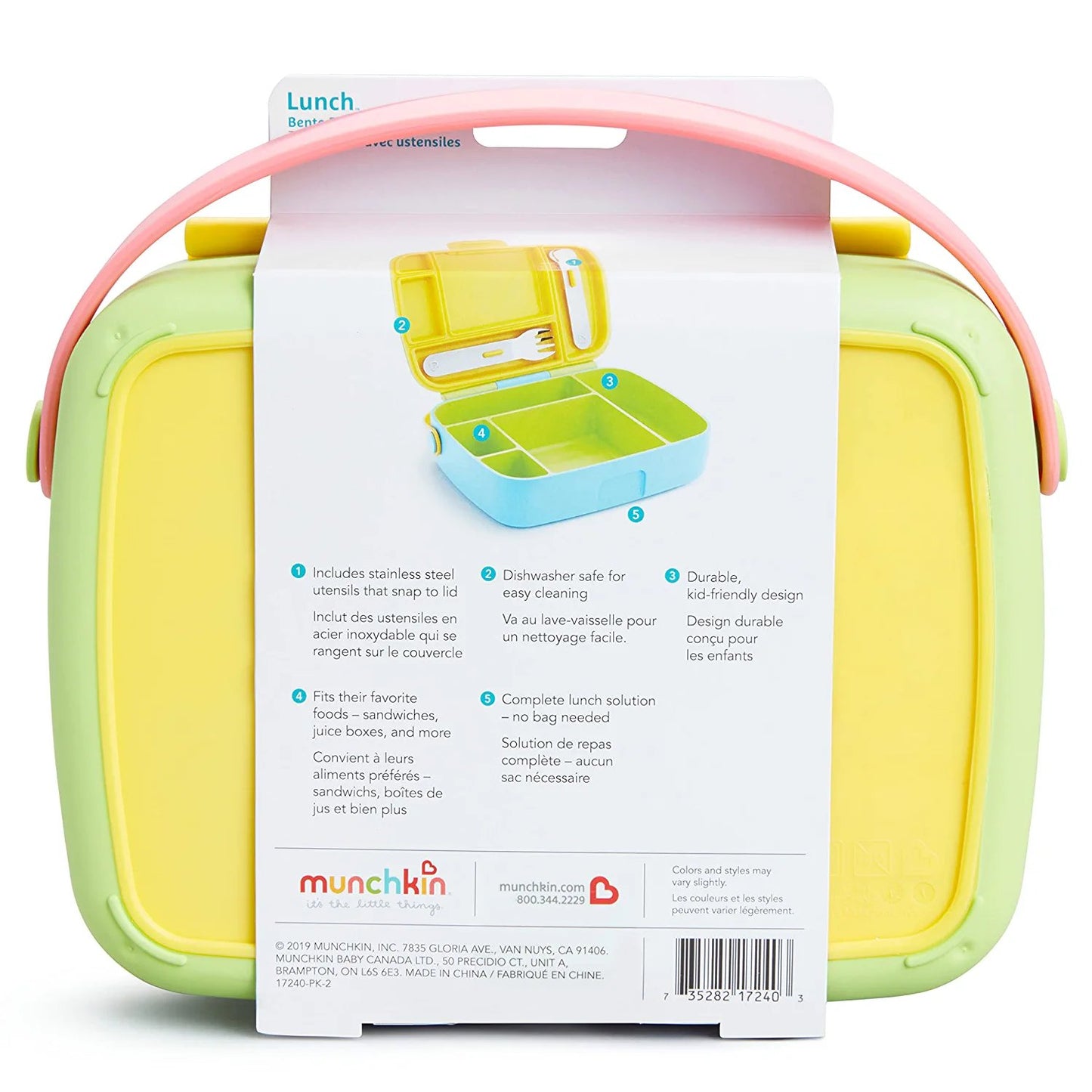 Munchkin Bento Box Toddler Lunch Box, Yellow