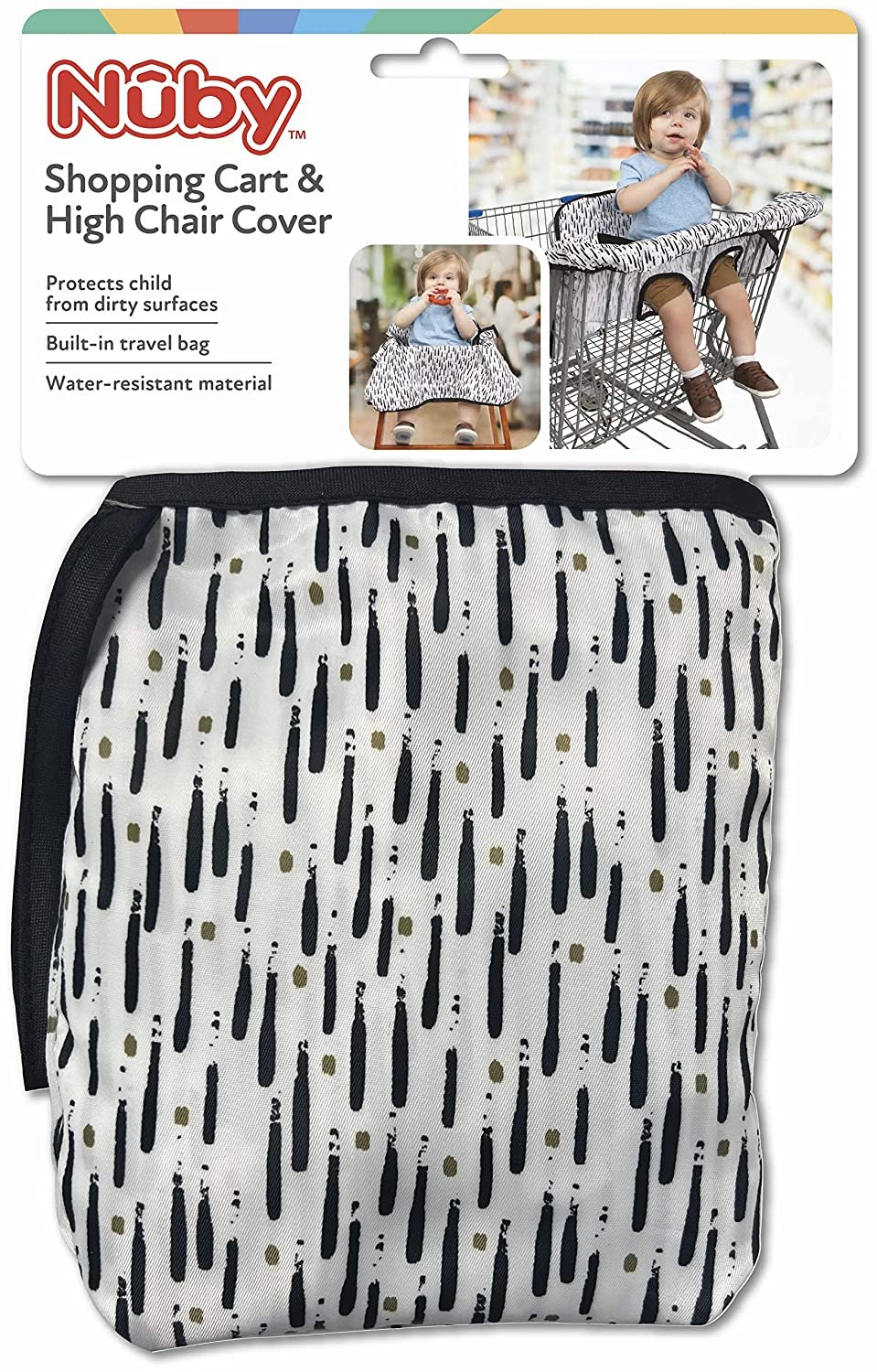 Nuby Easy to Use and Hygienic On-The-Go Shopping Cart and Highchair Cover: 1 Pack, Assorted Designs