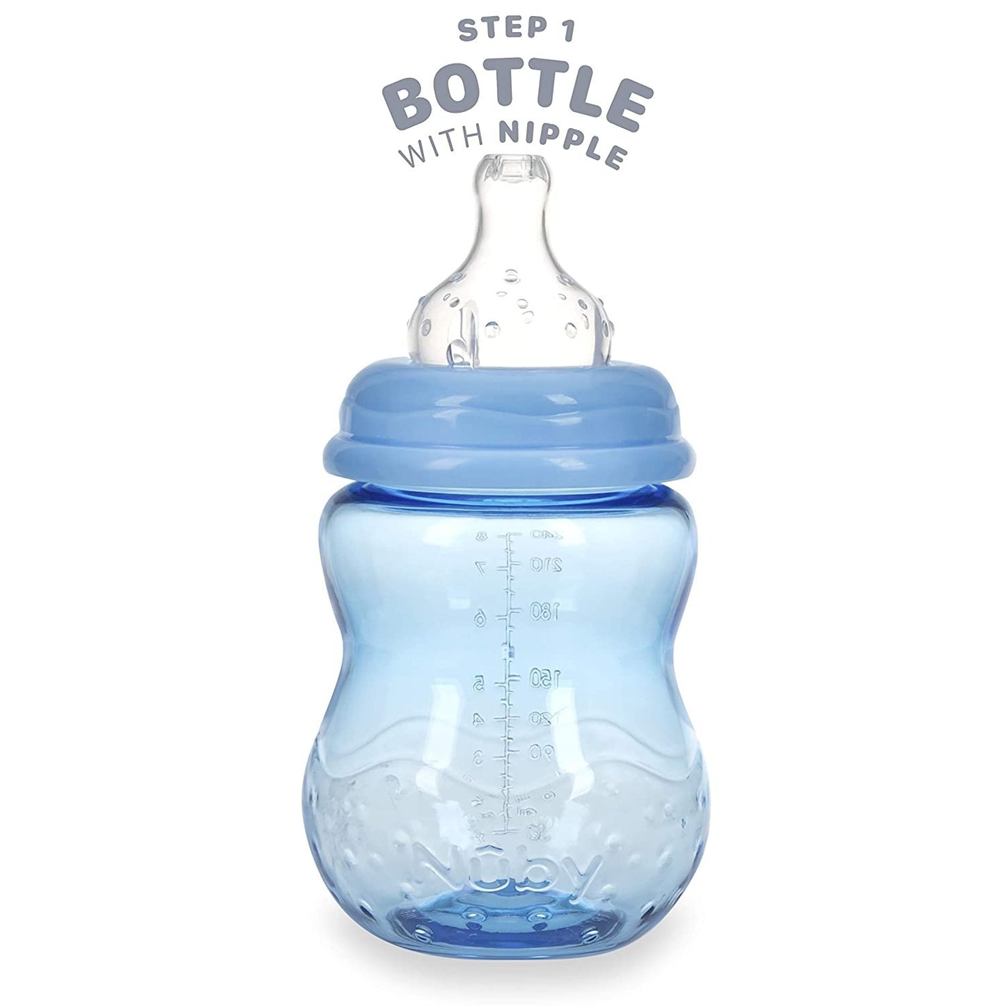 Nuby 3 Stage Tritan Wide Neck Grow with Me No-Spill Bottle to Cup, 8 Oz,