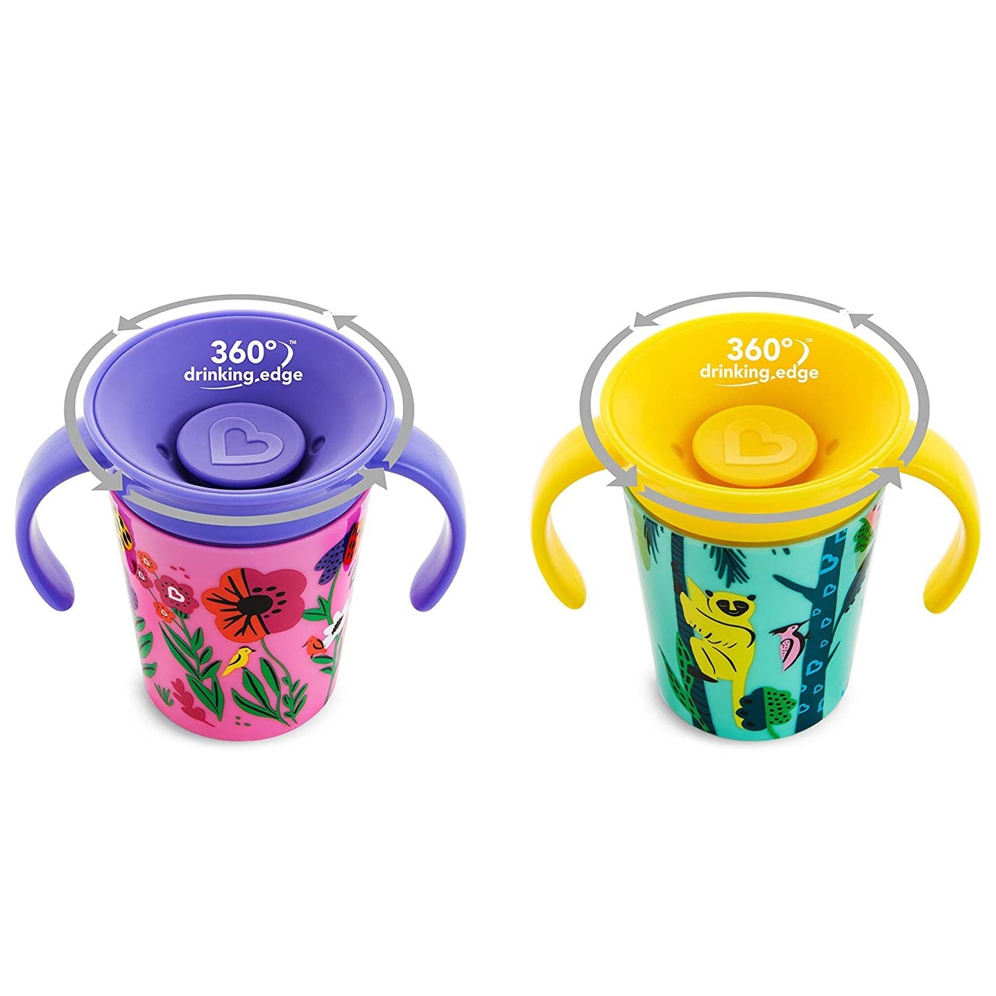 Munchkin Miracle 360 Wild Love Sippy Cup, 6 Ounce, 2 Pack, Polar Bear/Orca