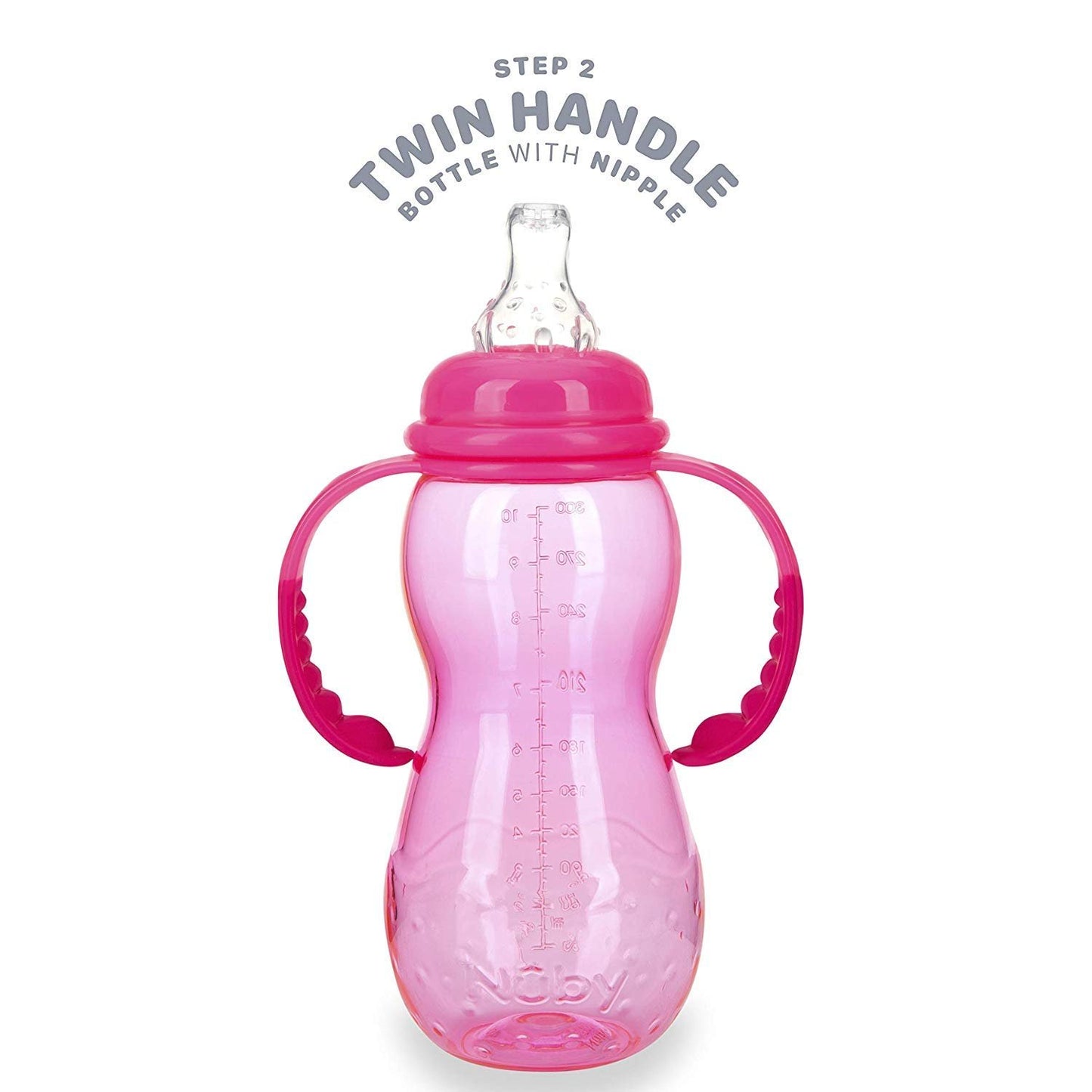 Nuby New 3 Stage Ultra Durable Tritan Grow with Me No-Spill Bottle to Cup, 10 Oz