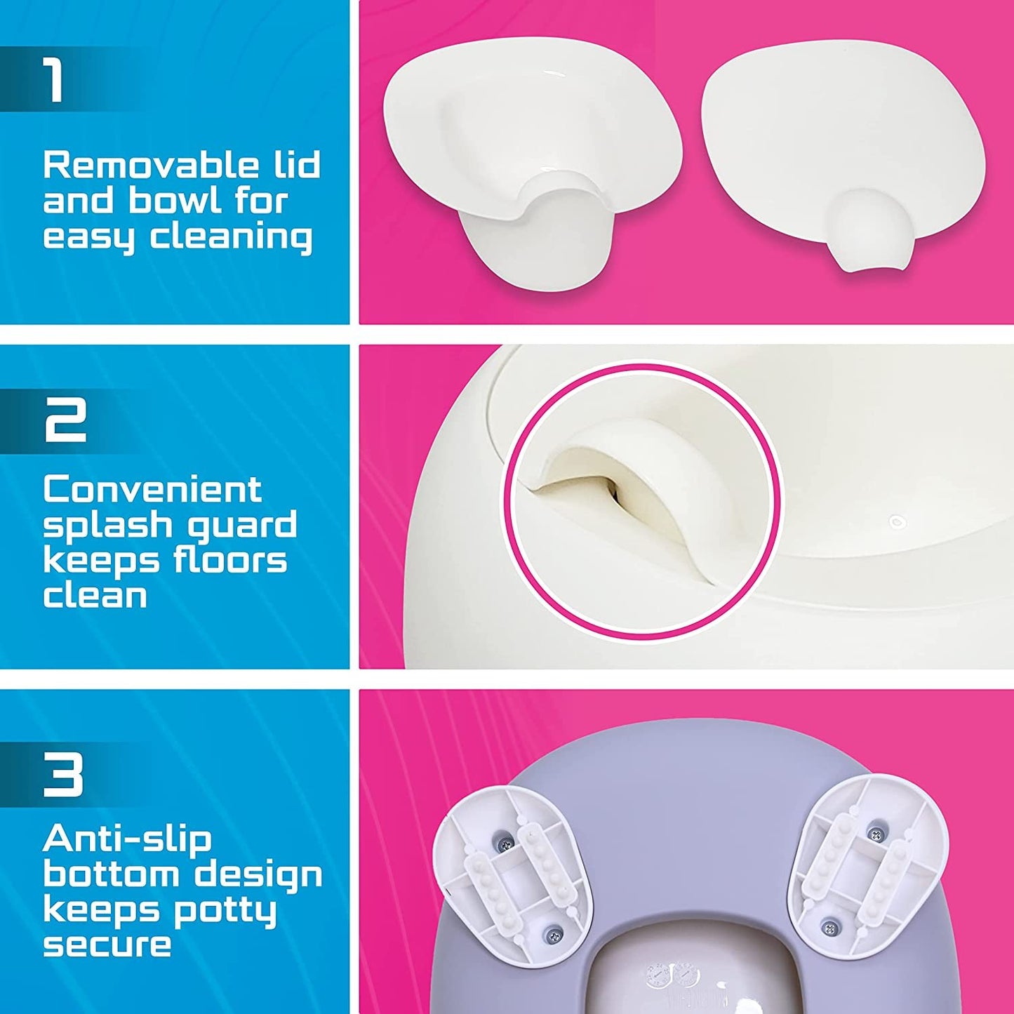 ToeZee Bunny Toddler Potty Training Toilet Seat - Comfortable Toddler Toilet Seat - Easy to Clean Removable Bowl - Non-Slip Kids Potty Chair - Toddler Potty Seat for Boys & Girls (Pink)