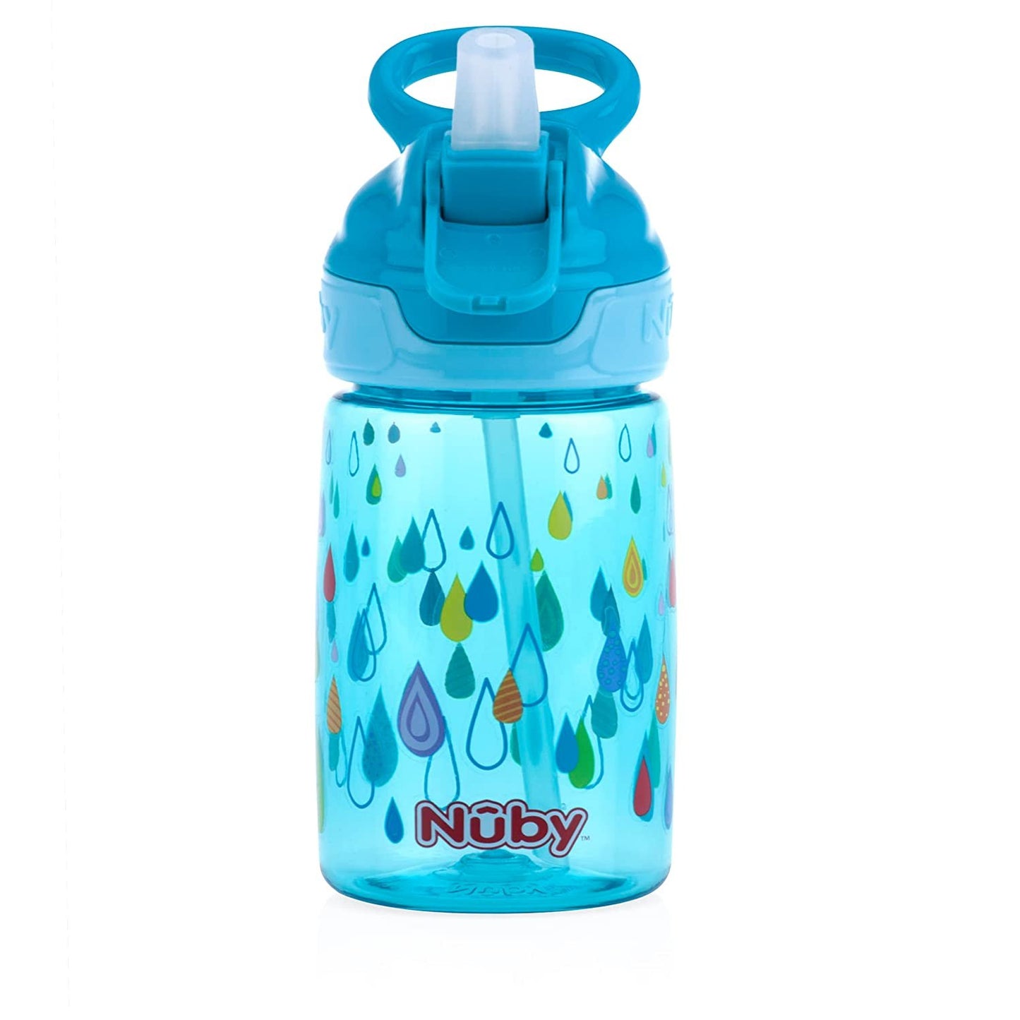 Nuby Kid’s Flip-it Reflex Push Button On-The-Go Printed Water Bottle with Soft Spout - 12oz / 360ml, 18+ Months, 1pk Print May Vary