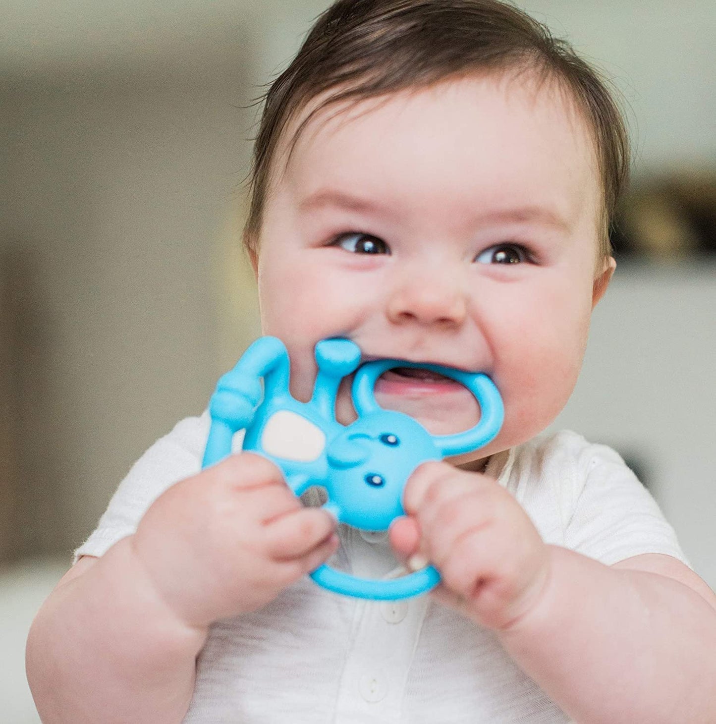 Nuby Yogis All Silicone Soothing Teether, Elephant/Monkey