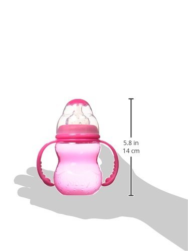 Nuby 3-Stage Wide Neck No Spill Bottle with Handles And Non-Drip Juice Spout, 3 Months, 8 Ounce, Teal