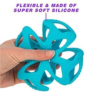 Nuby 100% Silicone Tuggy Teether Ball (Pink/Aqua) - 2 Pack