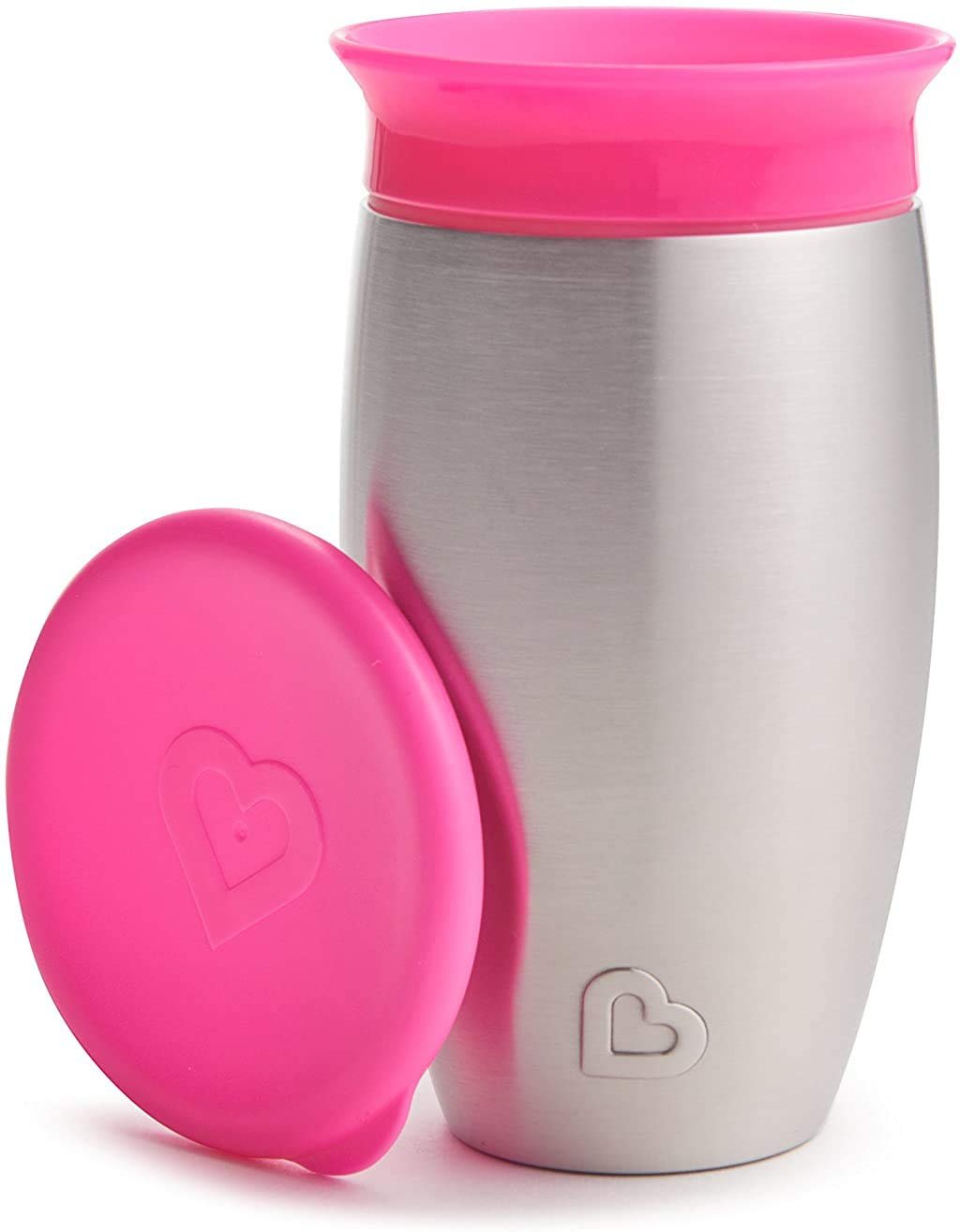 Munchkin Stainless Steel Miracle 360 10oz Sippy Cup, Pink