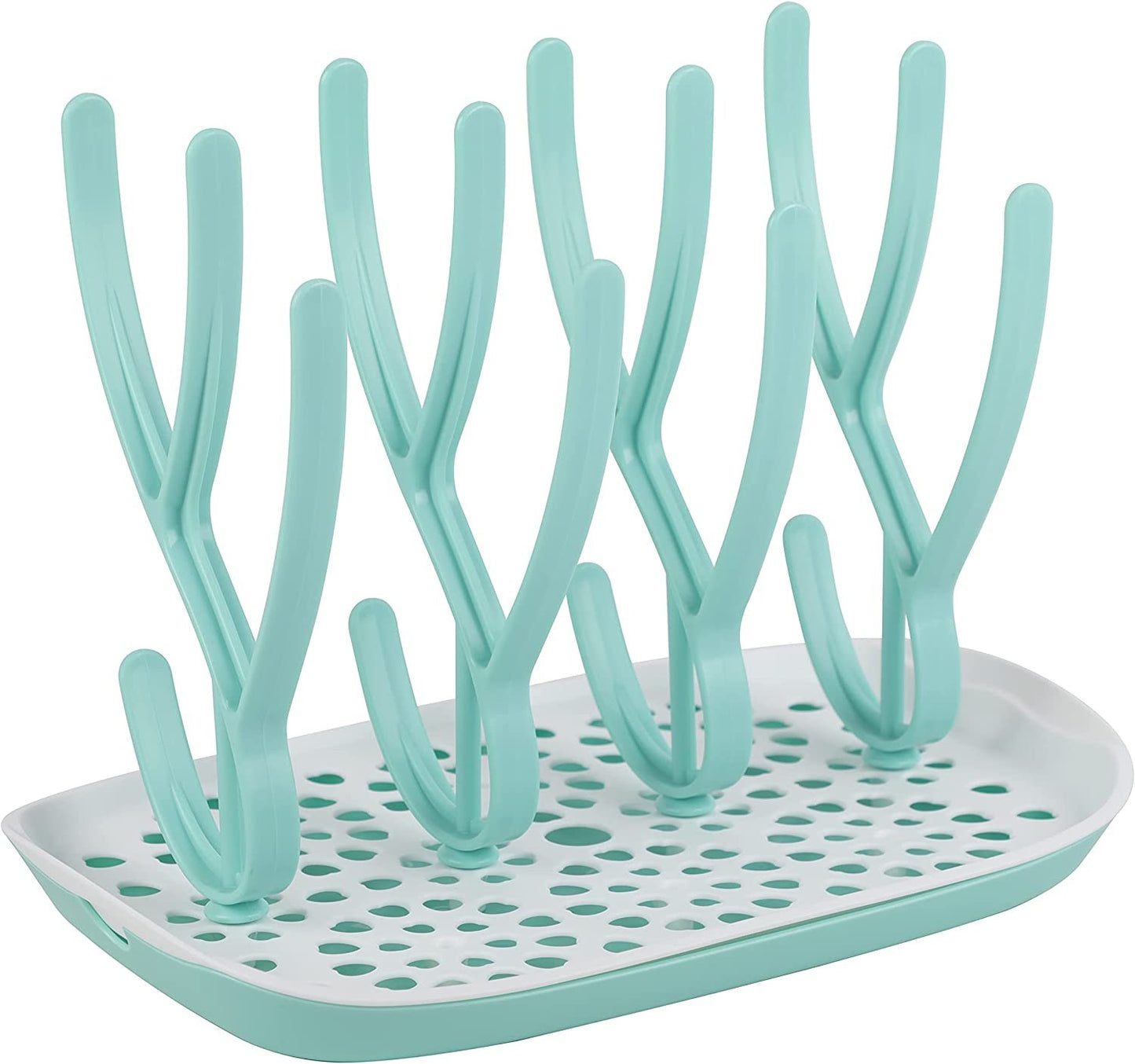 ToeZee Baby Bottle Drying Rack Space Saving Countertop Baby Bottle Holder, Drying Rack for Baby Bottles Accessories - Stores Up to 12 Bottles, Dishwasher Safe (Aqua)
