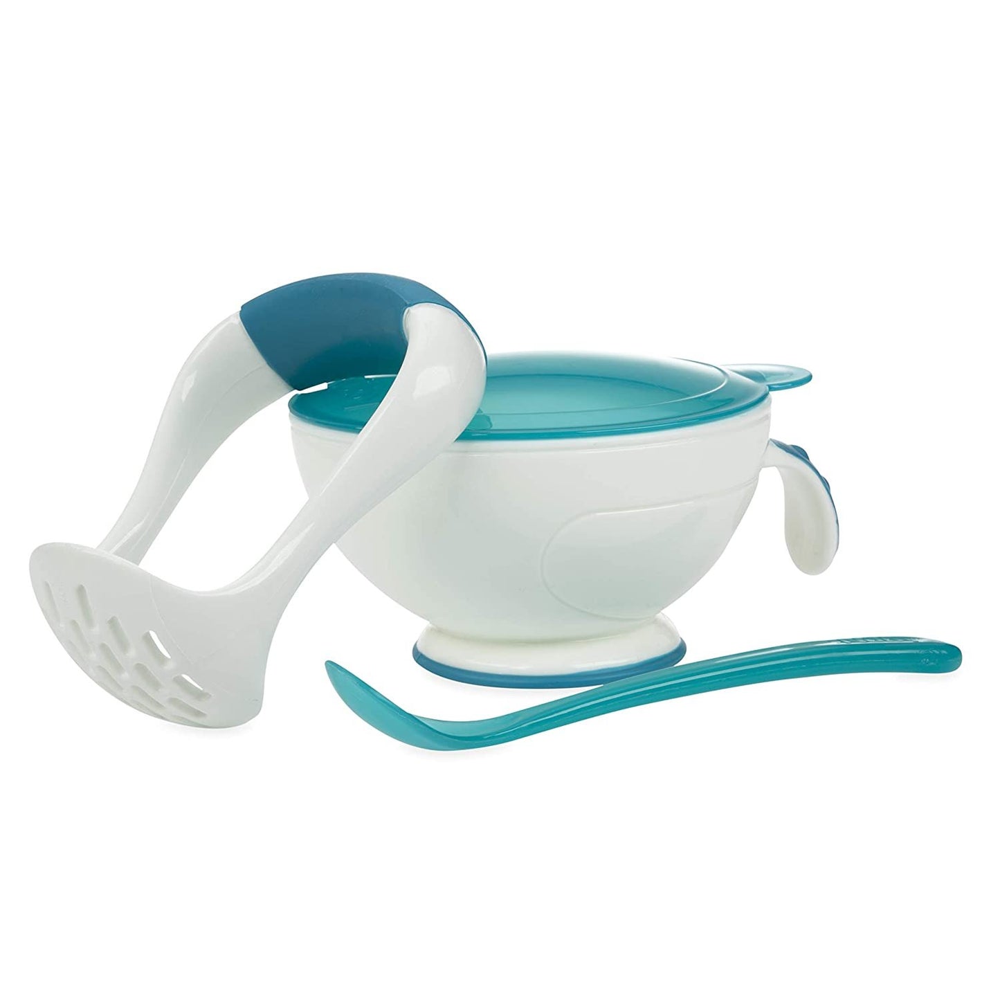 Nuby Garden Fresh Mash N' Feed Bowl with Spoon and Food Masher (Red/Green)