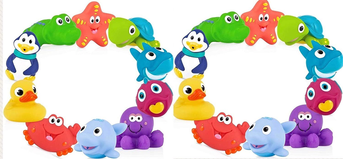 Nuby Little Squirts Fun Bath Toys, Assorted Characters (2 Pack, 20 Pieces)