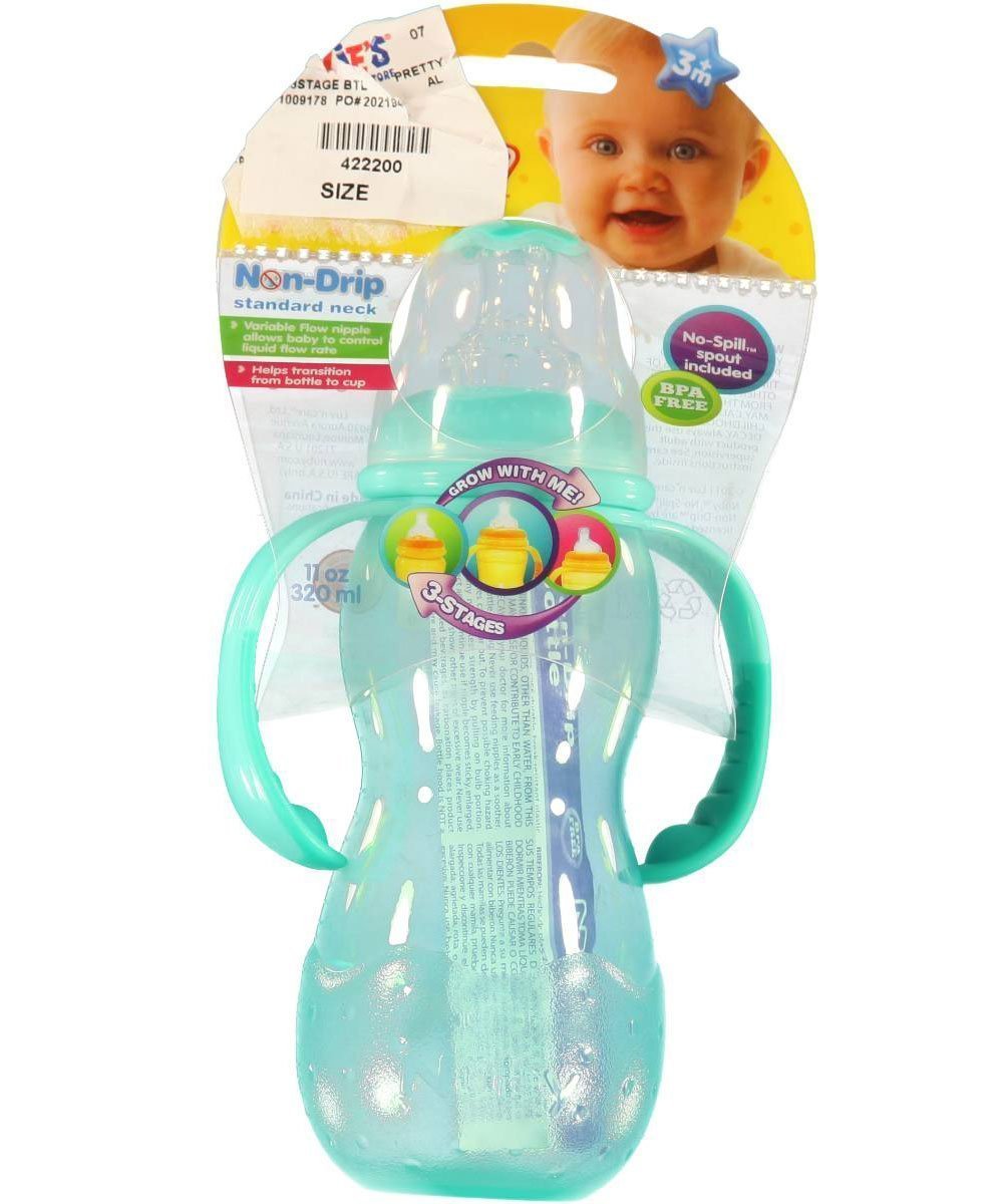 Nuby 3-Stage Standard Neck Bottle, 7 Ounce