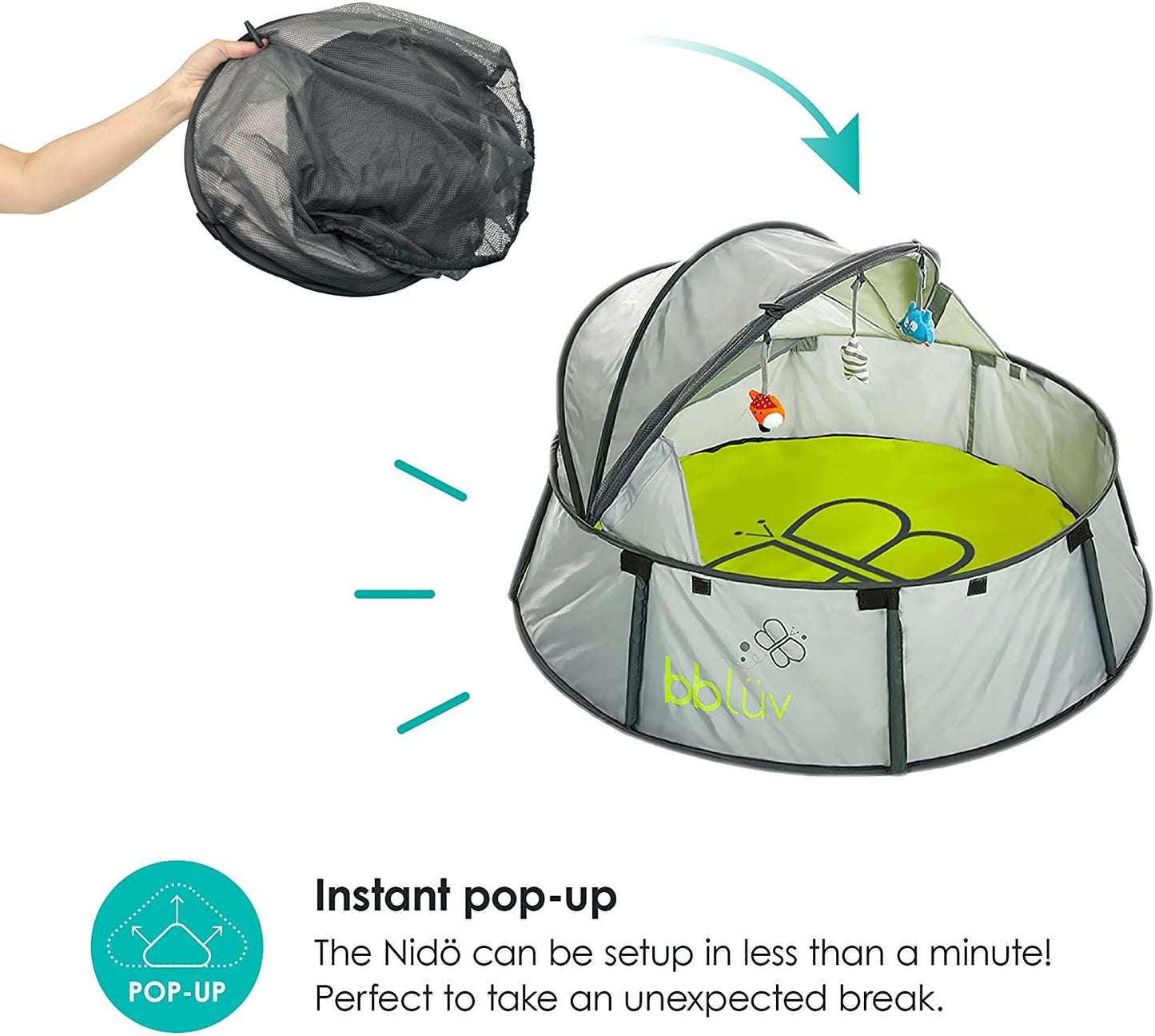 bblüv - Nidö Mini - 2-in-1 Compact Travel & Play Tent - Fun Canopy with UV Protection