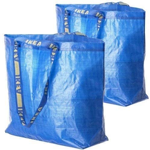 2 Ikea Frakta Shopping Bags 10 Gal Blue Tote Multi Purpose Durable Material