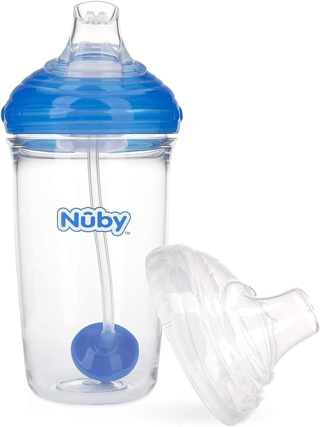 Title: Nuby Tritan No-Spill Trainer Cup with Silicone Spout & 360 Weighted Straw with Hygienic Cover, 2 Pack