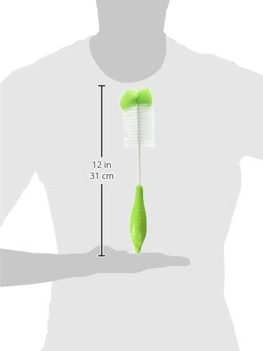 Nuby 2-Pack Bottle and Nipple Brush with Sponge Tip, Green/Aqua