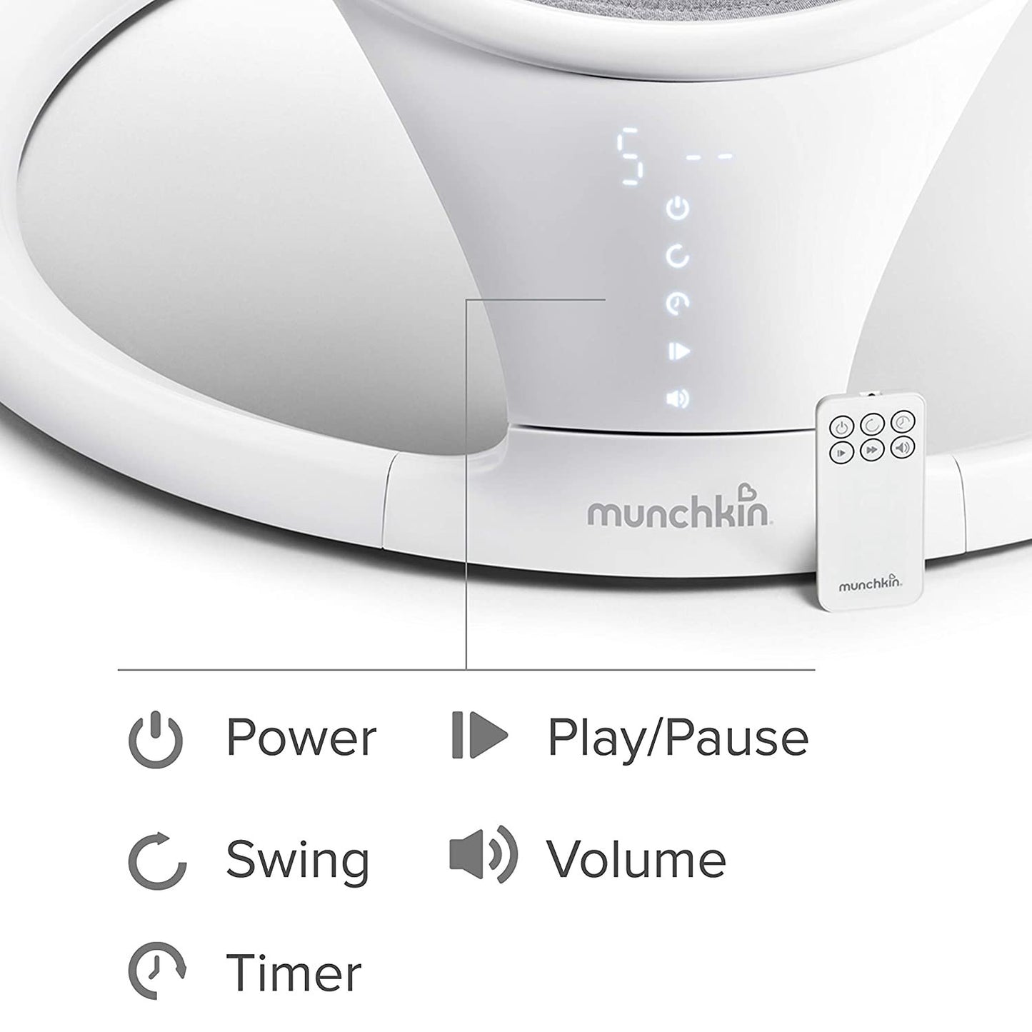 Munchkin Bluetooth Enabled Baby Swing, Newborn & Up, Gray