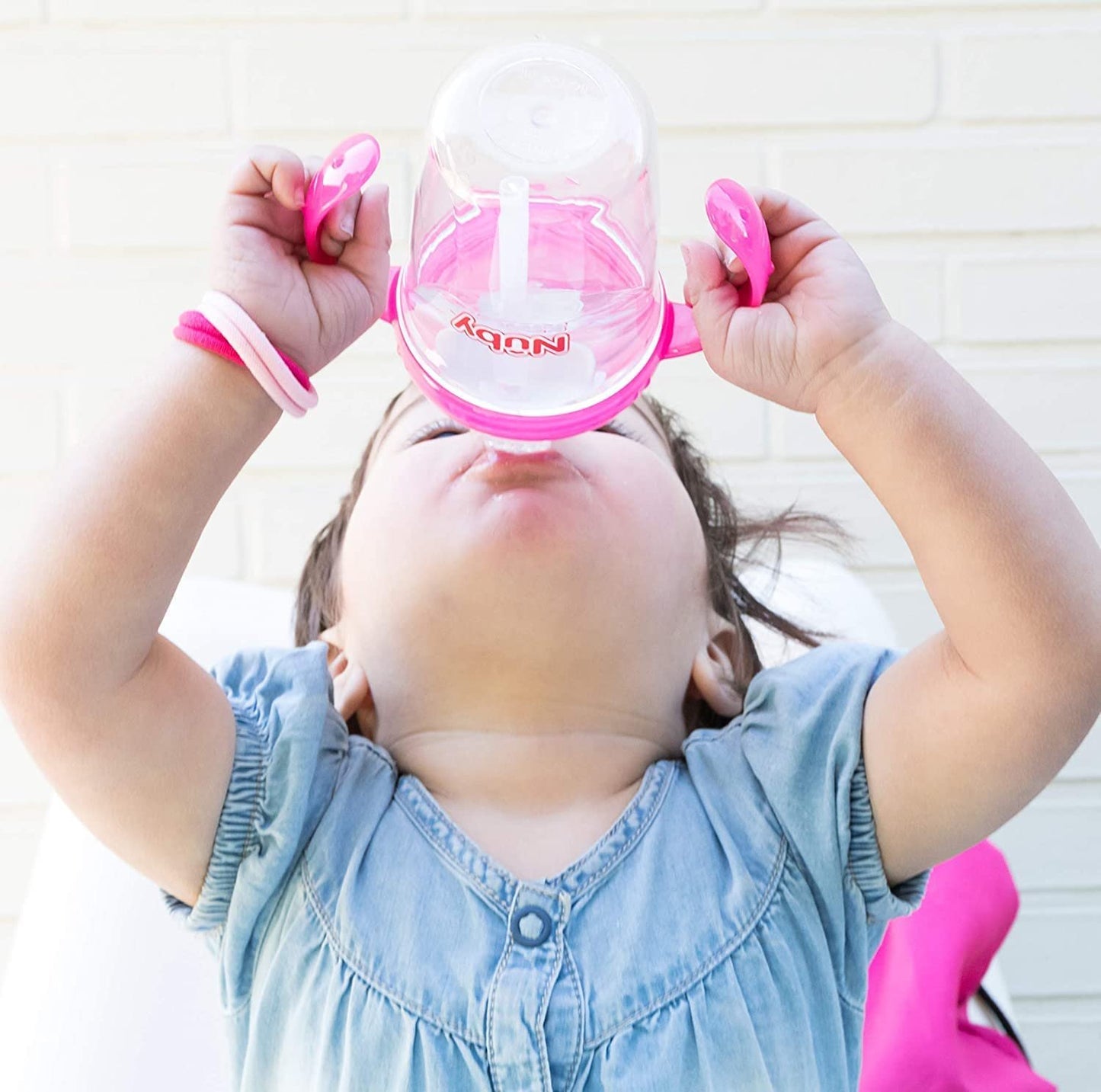 Nuby No Spill 360 Weighted Straw Grip N' Sip Tritan Cup with Hygienic Cover, 8 Oz, Trainer Cup