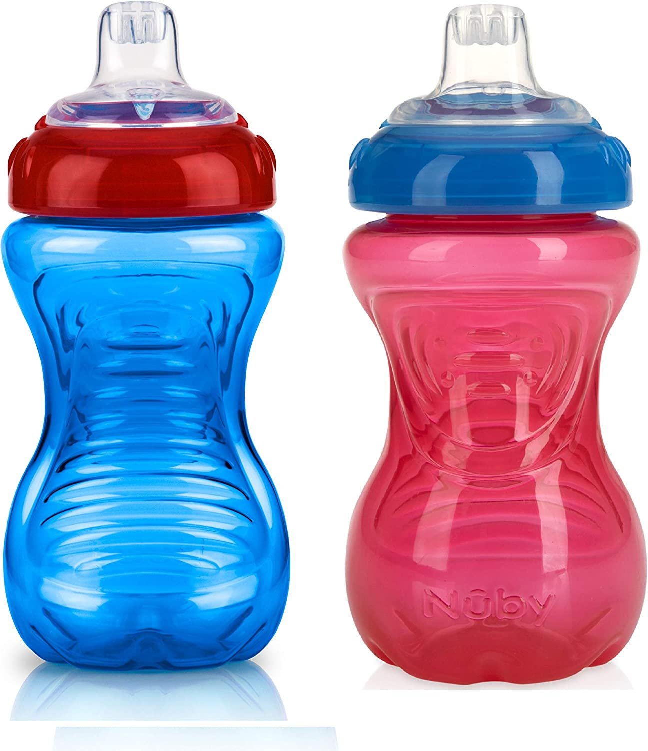 Nuby No-Spill Easy Grip Cup, 10 Ounce (Red/Blue)