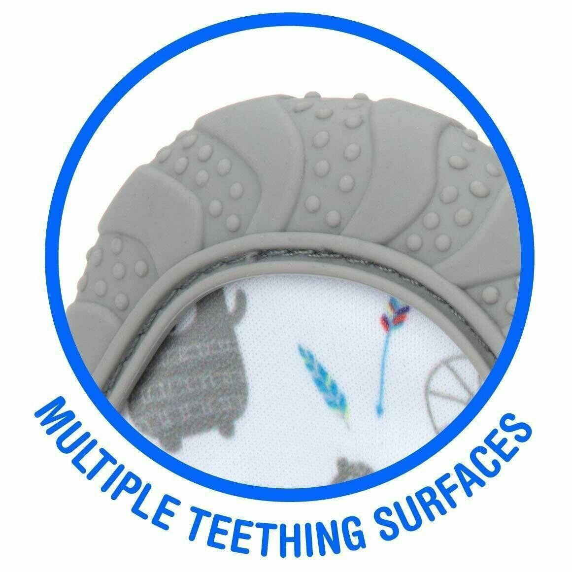 Nuby Soothing Teething Mitten with Hygienic Travel Bag Grey Teethers Feeding