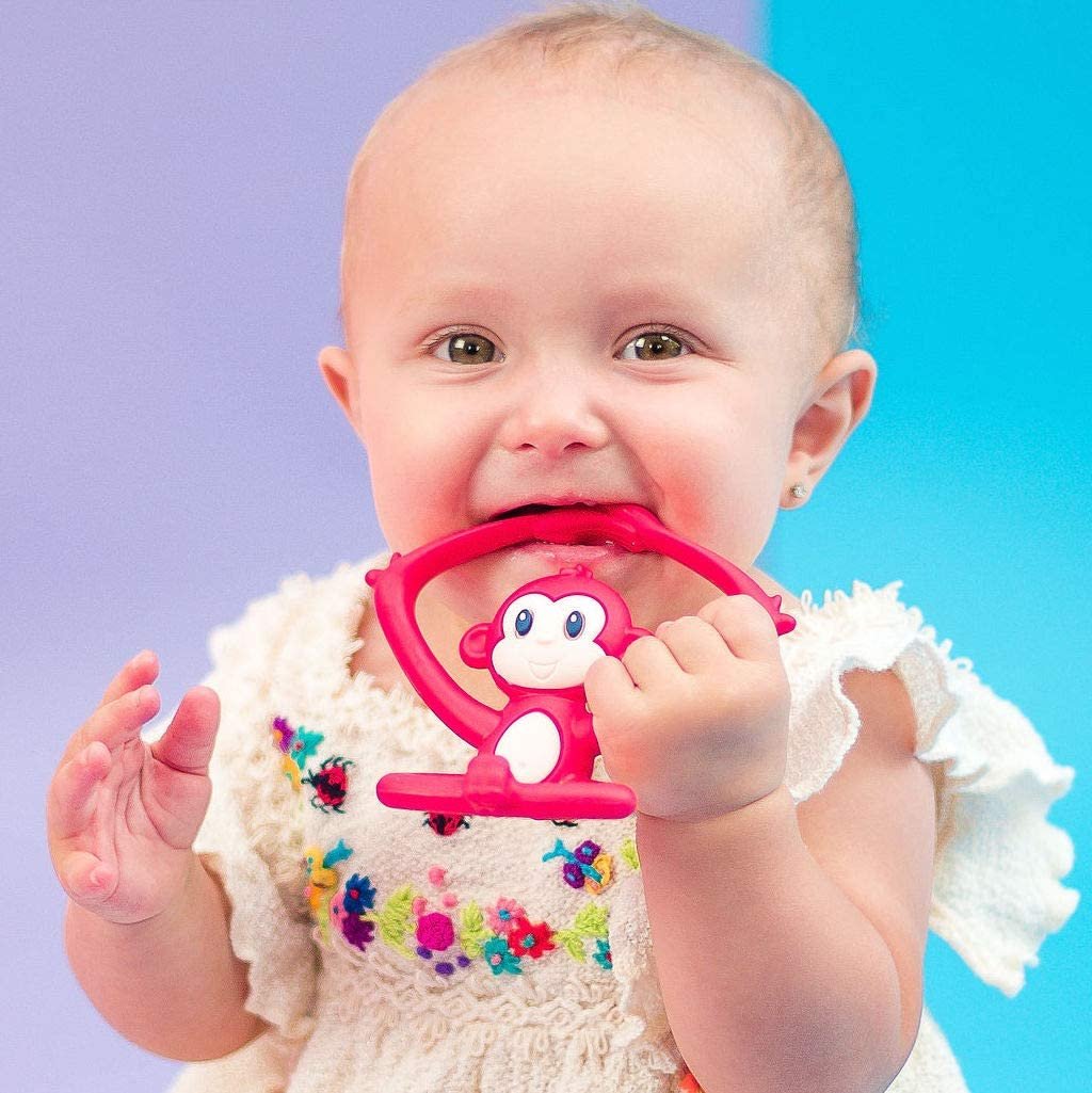 Nuby Yogis All Silicone Soothing Teether, Elephant/Monkey