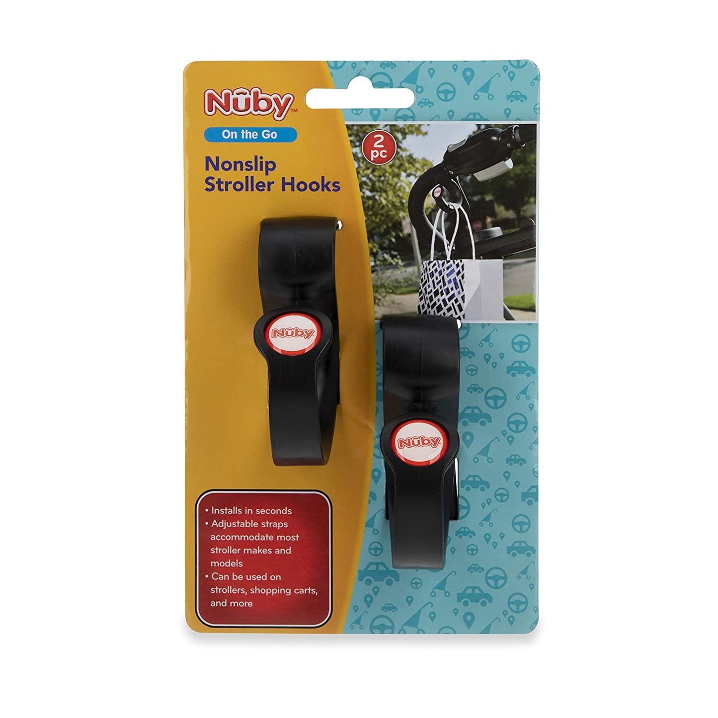 Nuby Nonslip Stroller Hook, 2 Pack