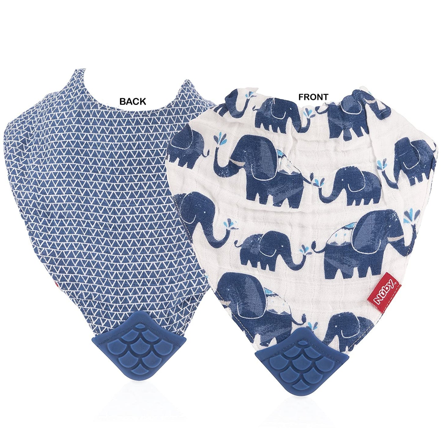 Nuby Reversible 100% Natural Cotton Muslin 2 Piece Teething Bib (Colors/Prints May Vary)