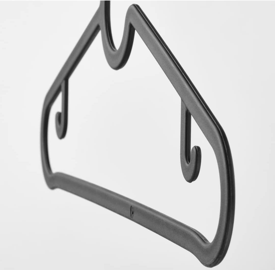 Ikea SPRUTTIG Lightweight Clothes Hangers, Black, Plastic - Set of 20, 29cm
