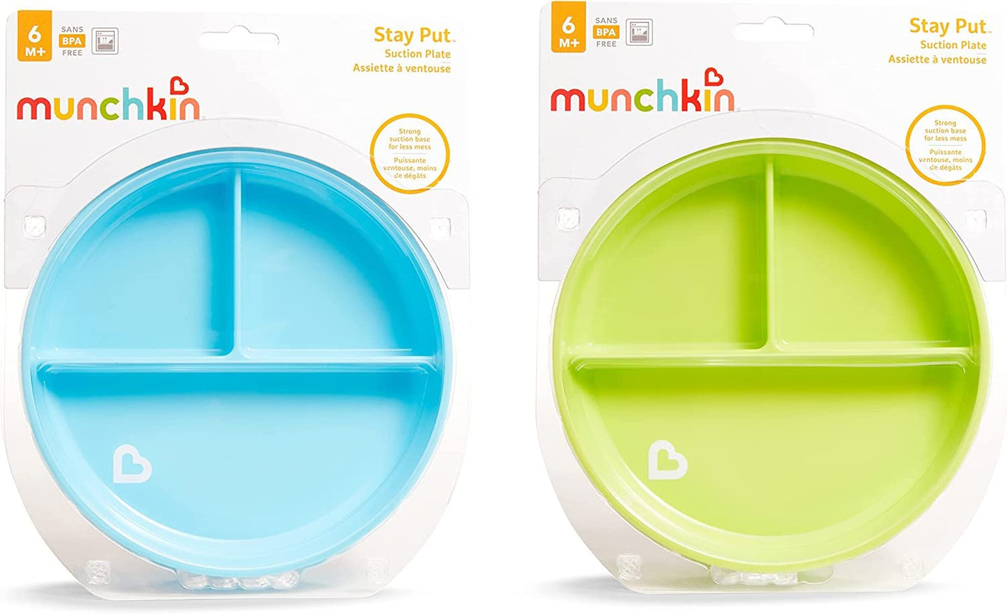 Munchkin Stay Put Divided Suction Plates, Pink/Purple