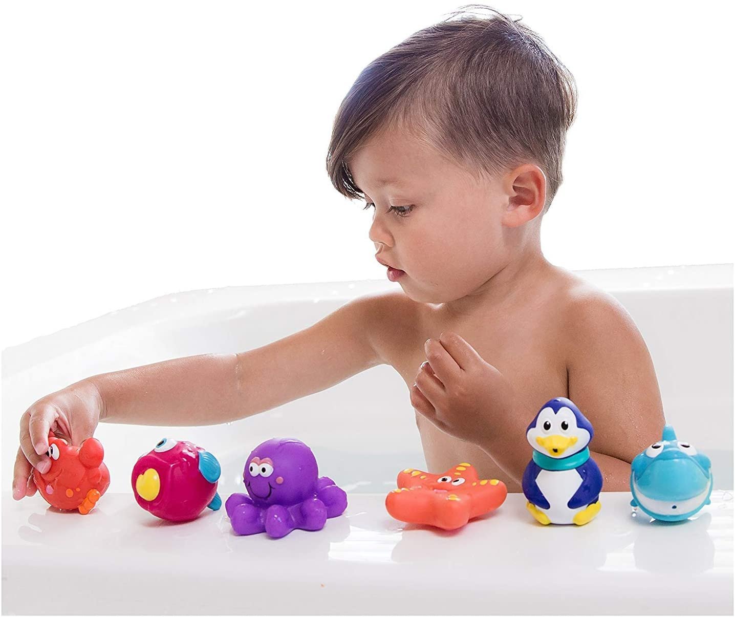Nuby Little Squirts Fun Bath Toys, Assorted Characters (2 Pack, 20 Pieces)