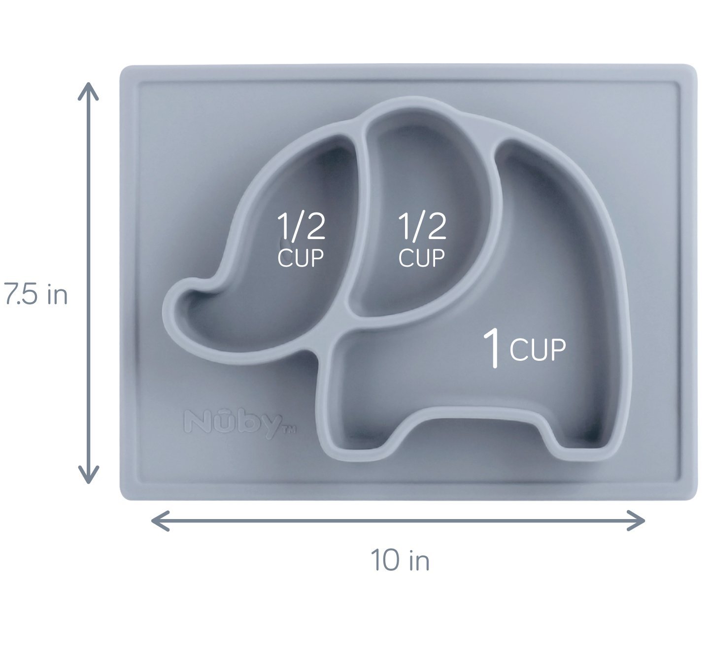 Nuby Sure Grip Elephant Silicone Placemat, Aqua