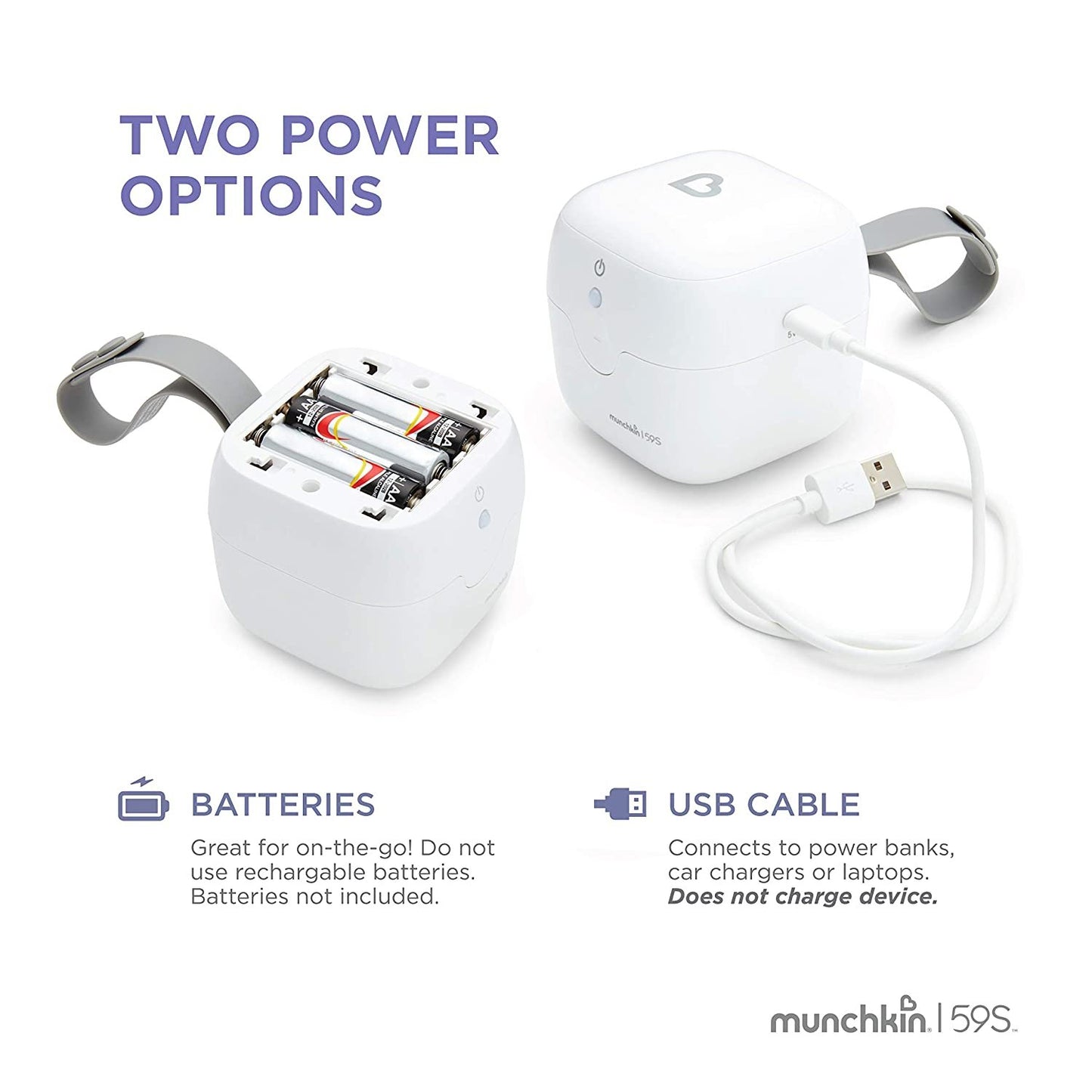 Munchkin Portable UV Sterilizer, Kills 99.99% of Germs in 59 Seconds, White, Mini UV Light Sanitizer Box