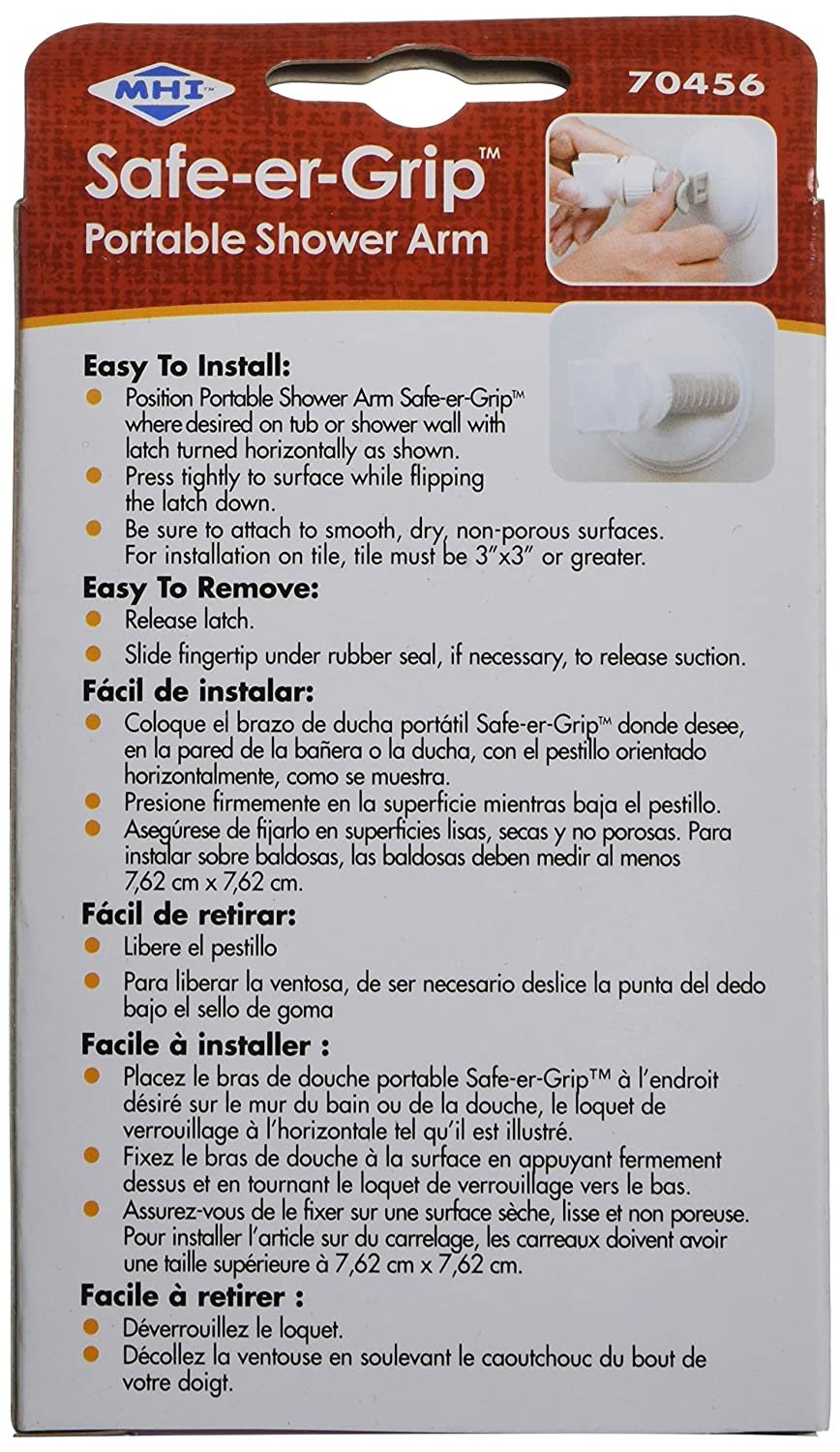 Changing Lifestyles Safe-er-Grip Portable Shower Arm, Contrasted White with gray accents