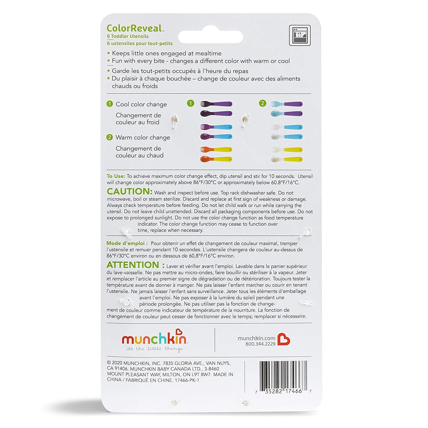 Munchkin Color Reveal Color Changing Toddler Forks and Spoons, 6 Pack