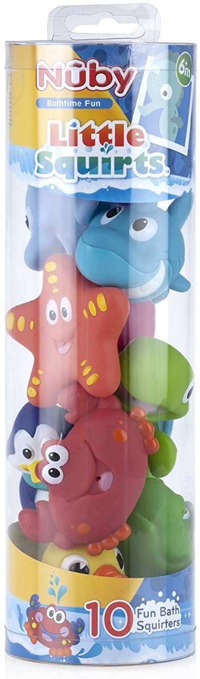 Nuby Little Squirts Fun Bath Toys, Assorted Characters (2 Pack, 20 Pieces)