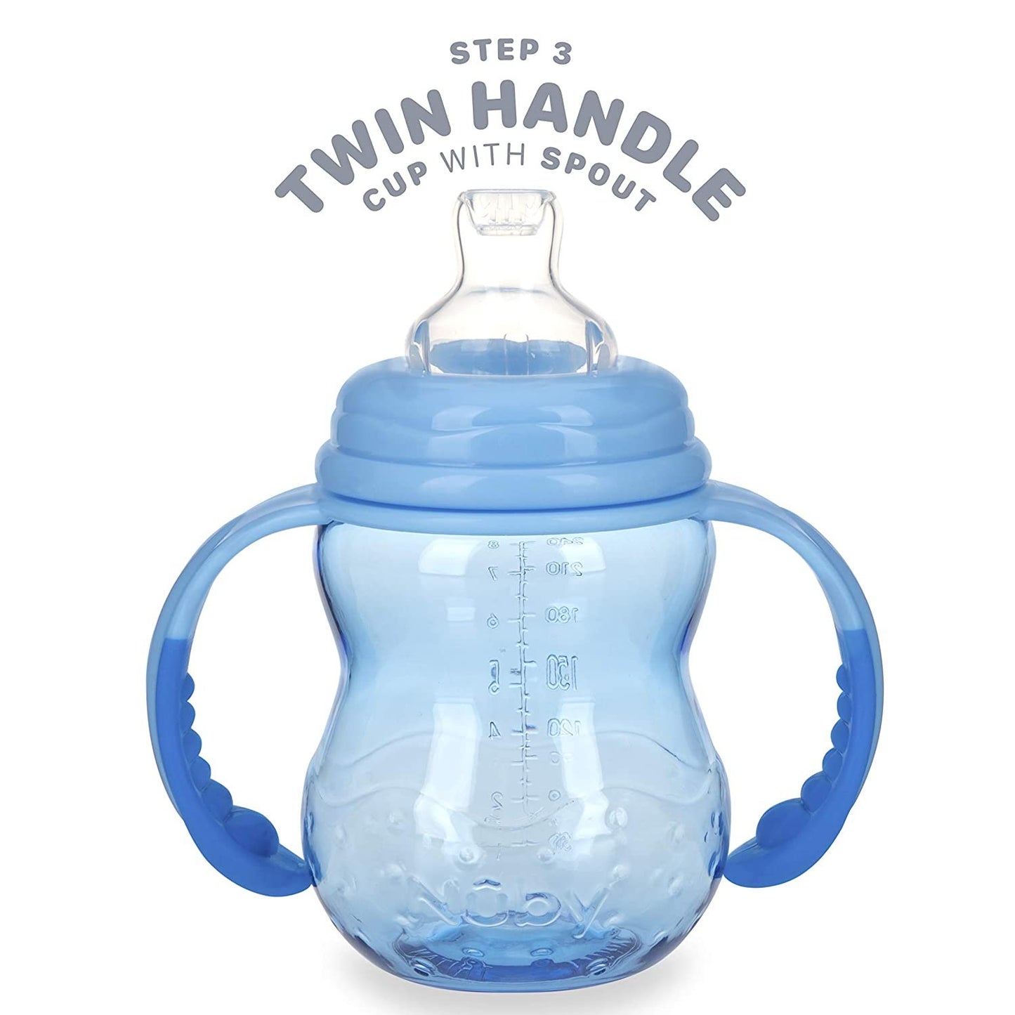 Nuby 3 Stage Tritan Wide Neck Grow with Me No-Spill Bottle to Cup, 8 Oz,