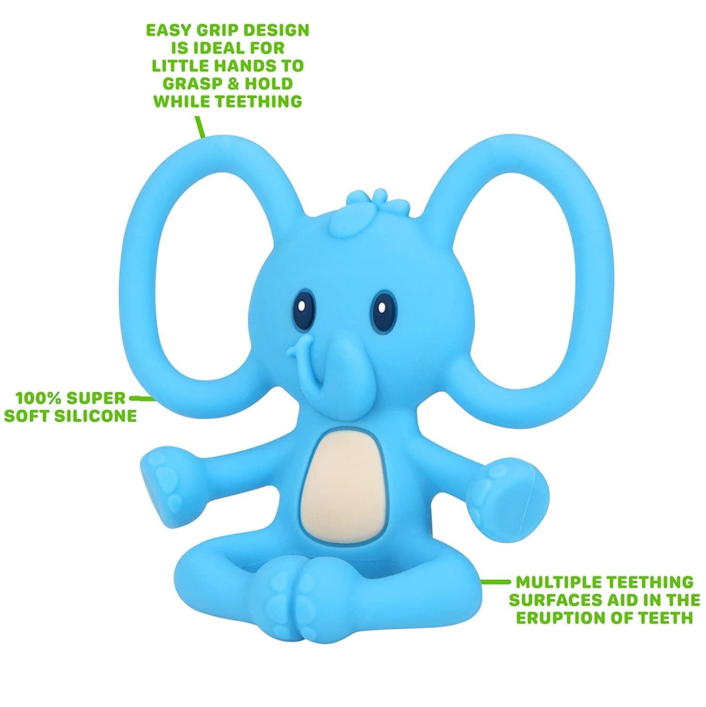 Nuby Yogis All Silicone Soothing Teether, Elephant/Monkey