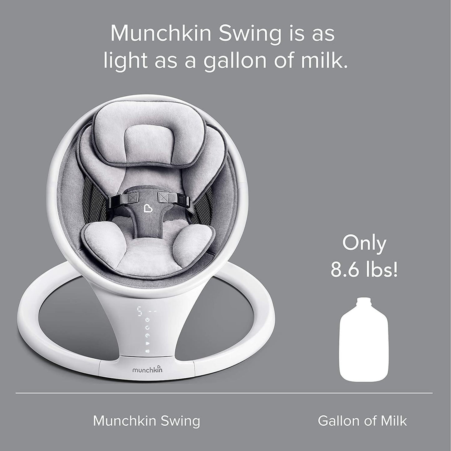 Munchkin Bluetooth Enabled Baby Swing, Newborn & Up, Gray