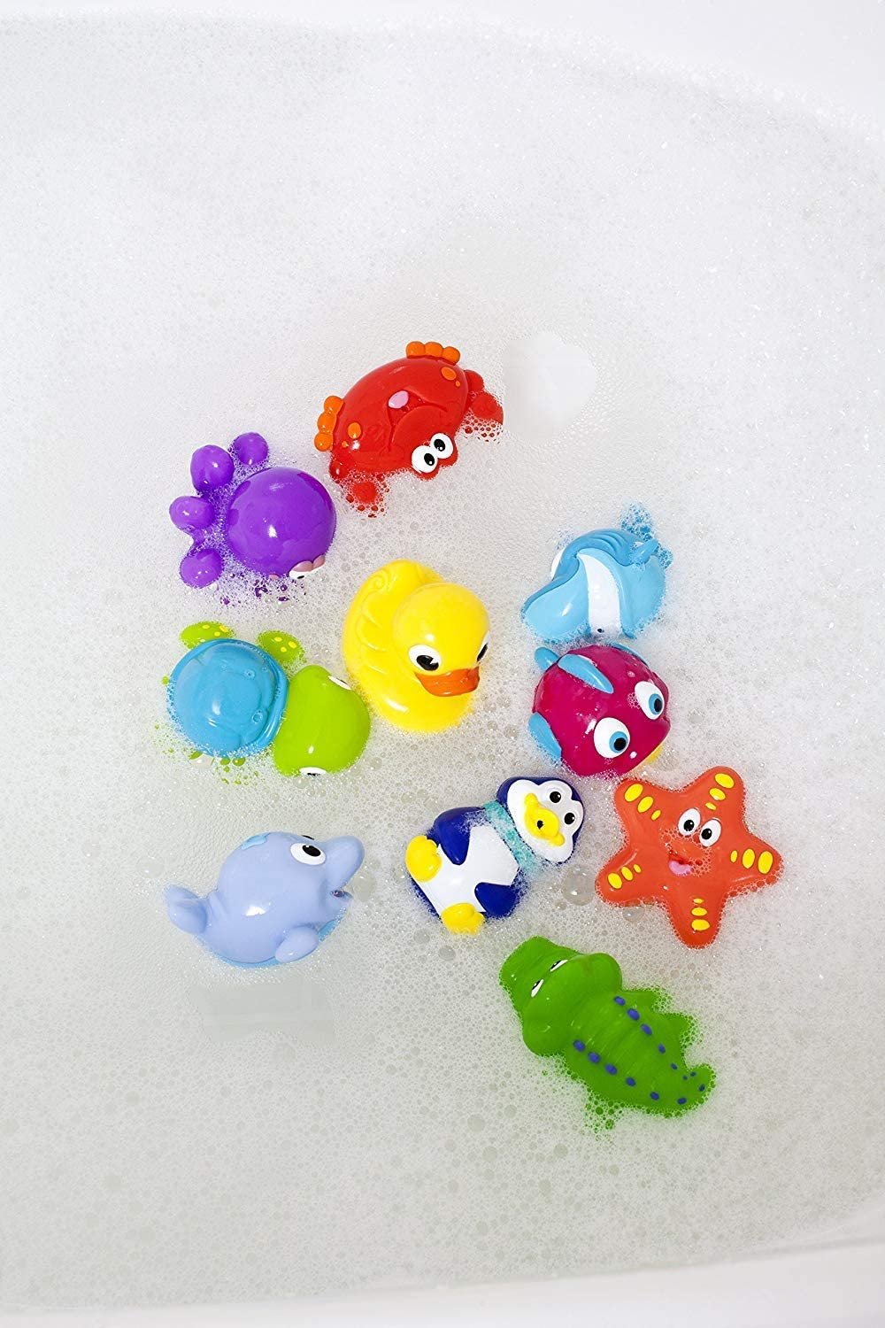 Nuby Little Squirts Fun Bath Toys, Assorted Characters (2 Pack, 20 Pieces)