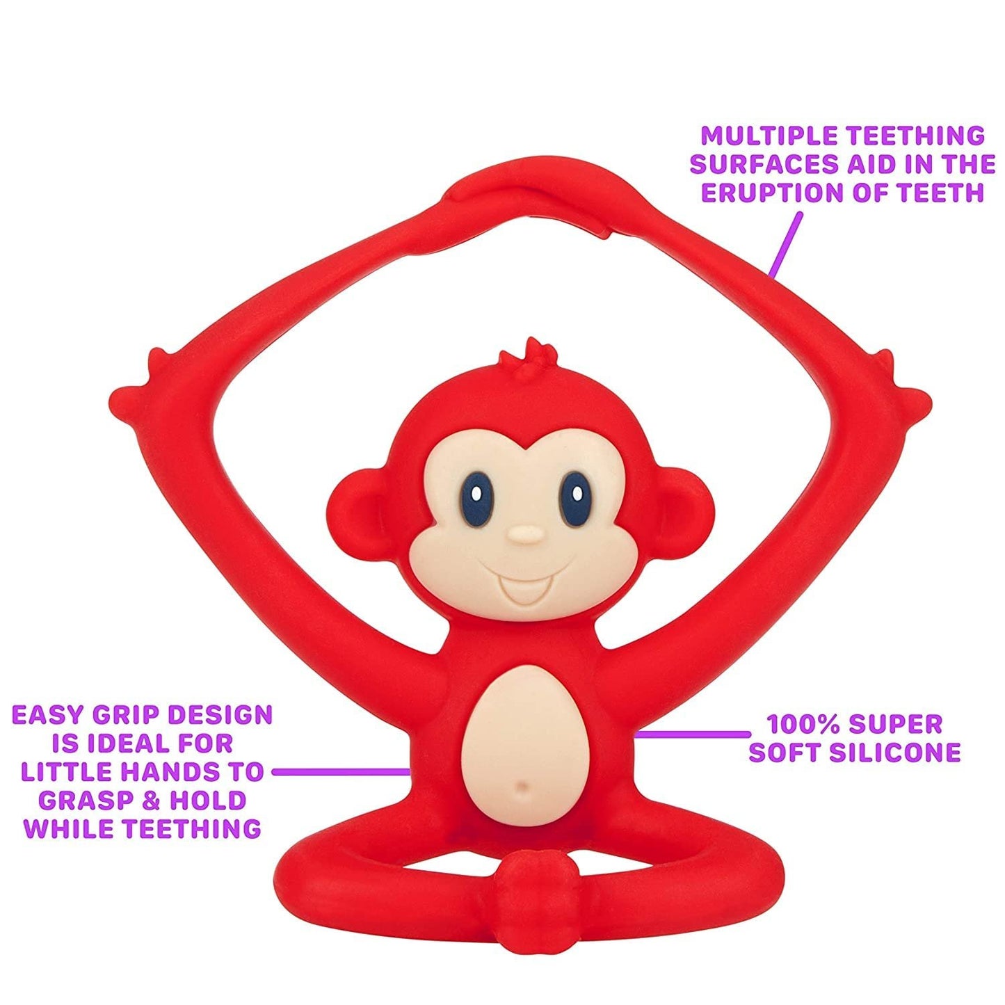 Nuby Yogis All Silicone Soothing Teether, Elephant/Monkey
