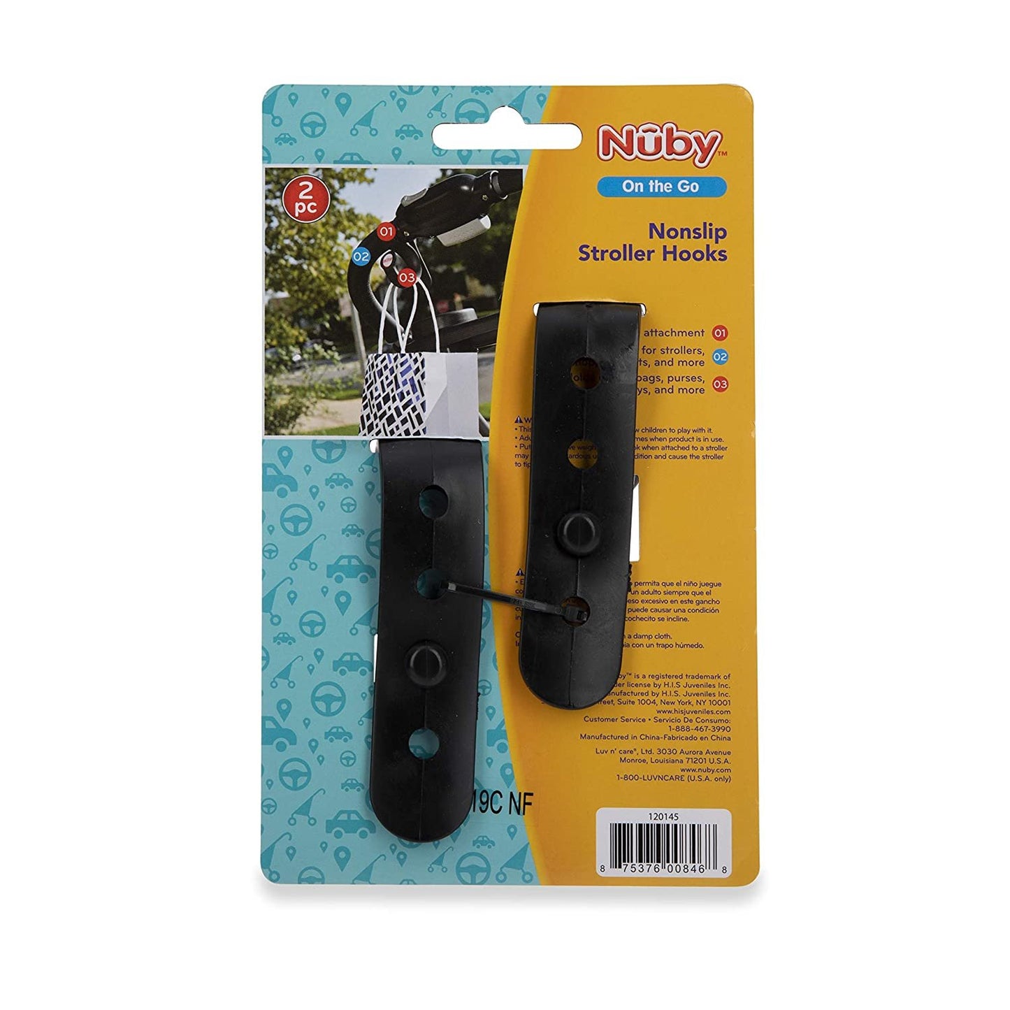 Nuby Nonslip Stroller Hook, 2 Pack