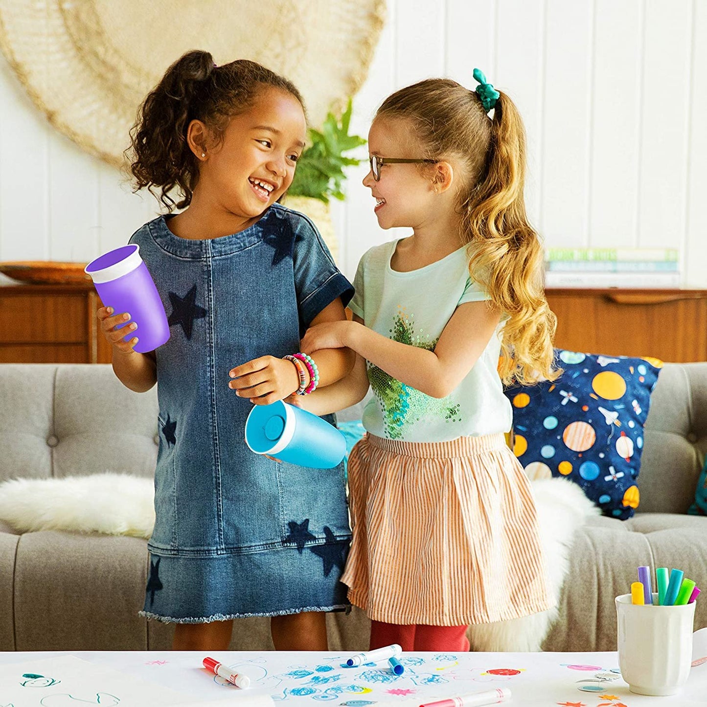 Munchkin Miracle 360 Degree Sippy Cup, 10oz, Blue/Green, 2 Pack