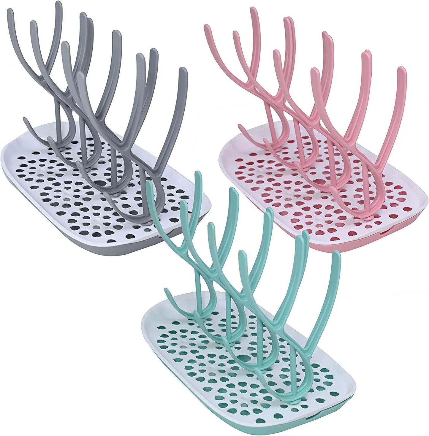 ToeZee Baby Bottle Drying Rack Space Saving Countertop Baby Bottle Holder, Drying Rack for Baby Bottles Accessories - Stores Up to 12 Bottles, Dishwasher Safe (Aqua)