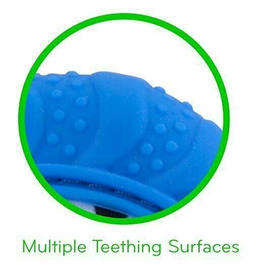 Nuby Baby Teething Mitten with Hygienic Travel Bag, Blue Penguin