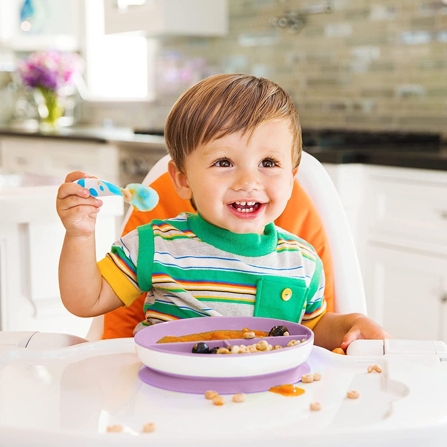 Munchkin Stay Put Divided Suction Plates, Pink/Purple